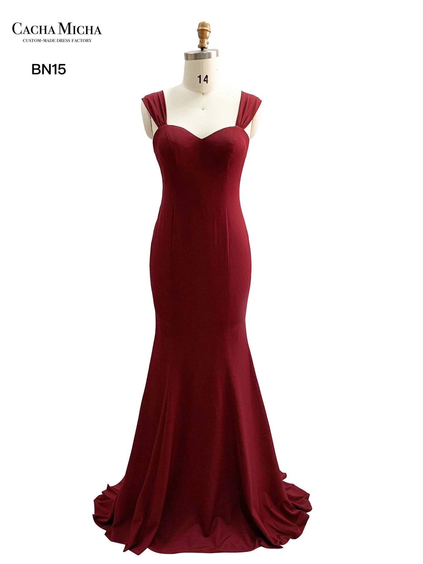 Burgundy Crepe Mermaid Bridesmaid Dress BN15