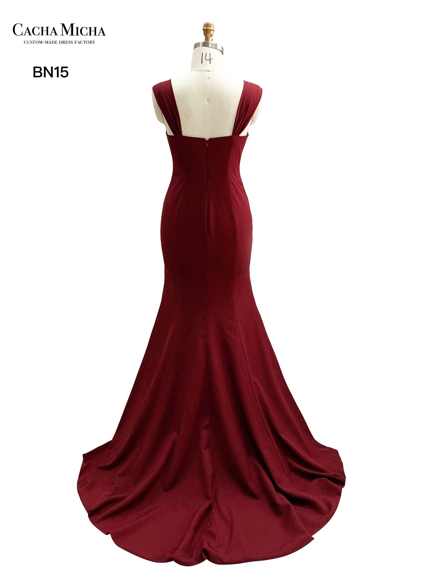 Burgundy Crepe Mermaid Bridesmaid Dress BN15