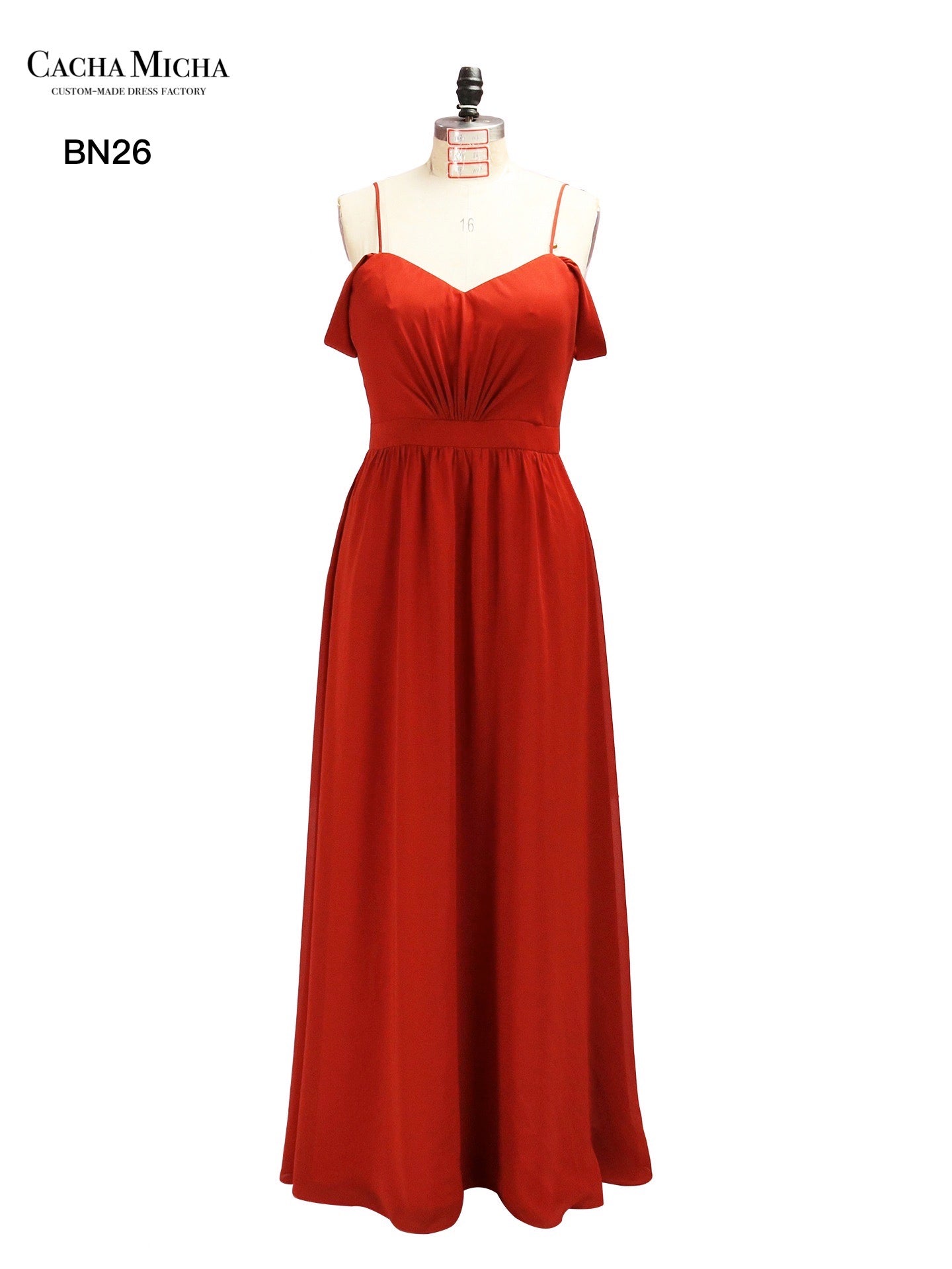 Spagehtti Straps Ruched Top Chiffon Bridesmaid Dress BN26