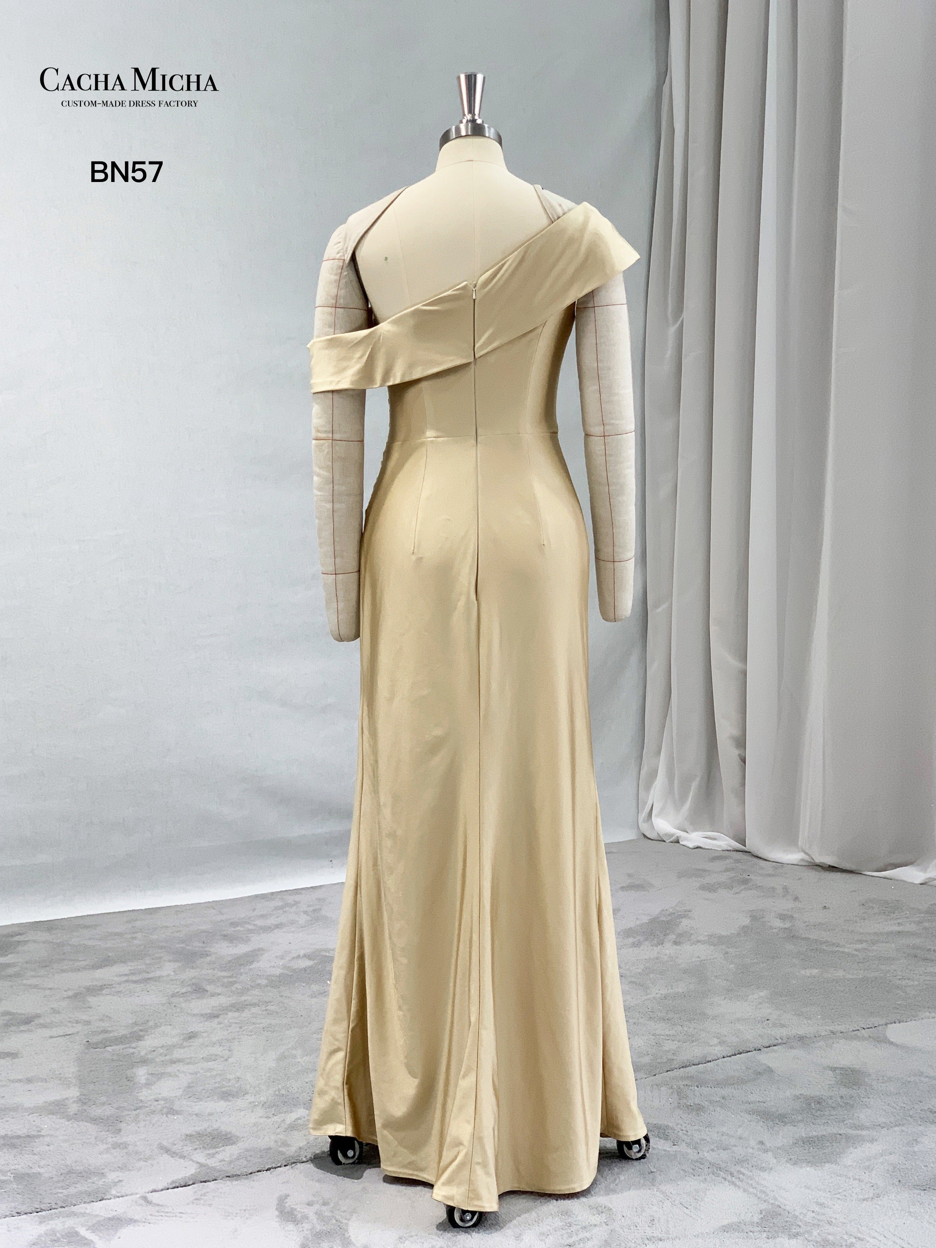Champagne Color Jersey Bridesmaid Dress BN57