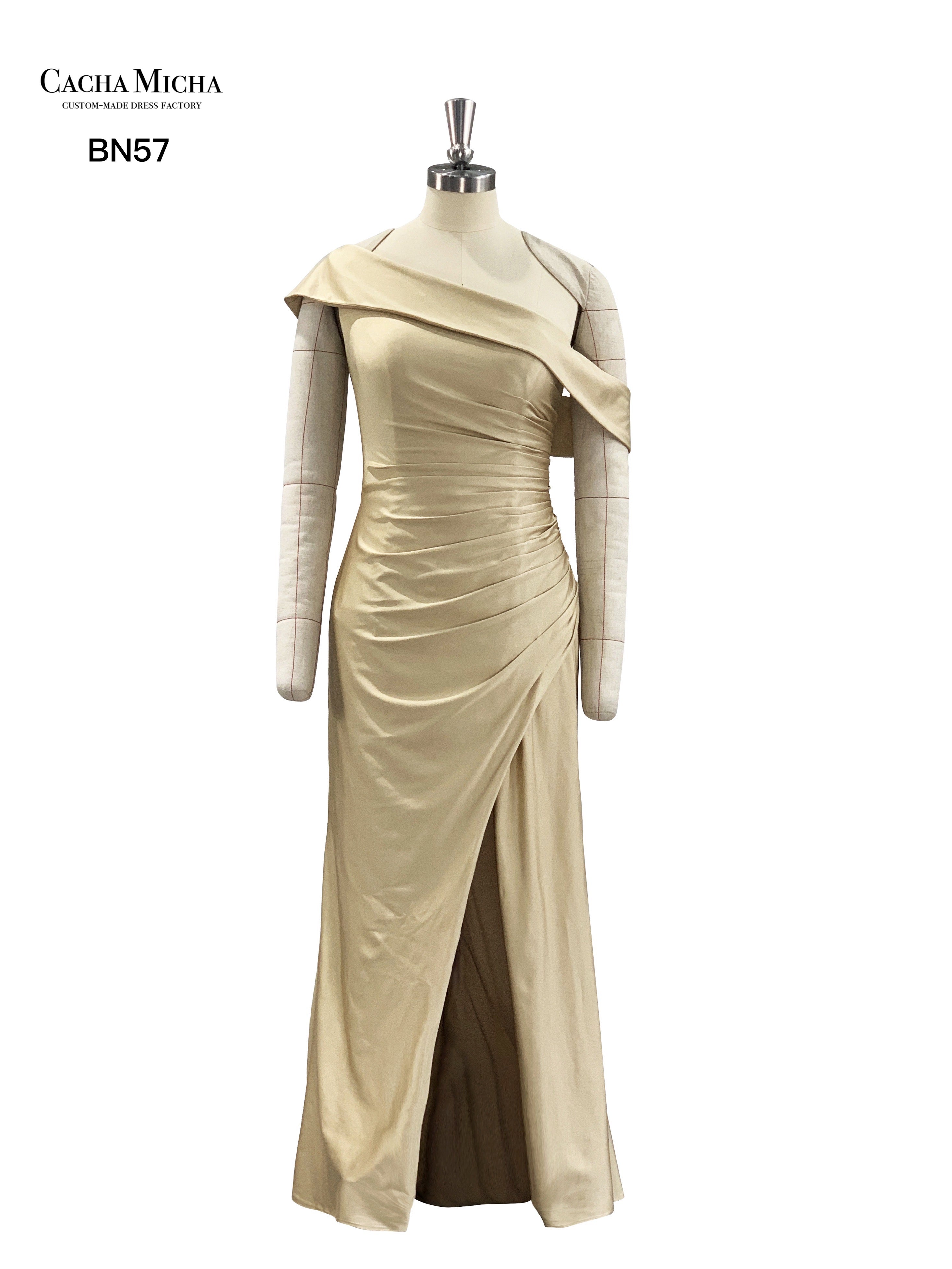Champagne Color Jersey Bridesmaid Dress BN57