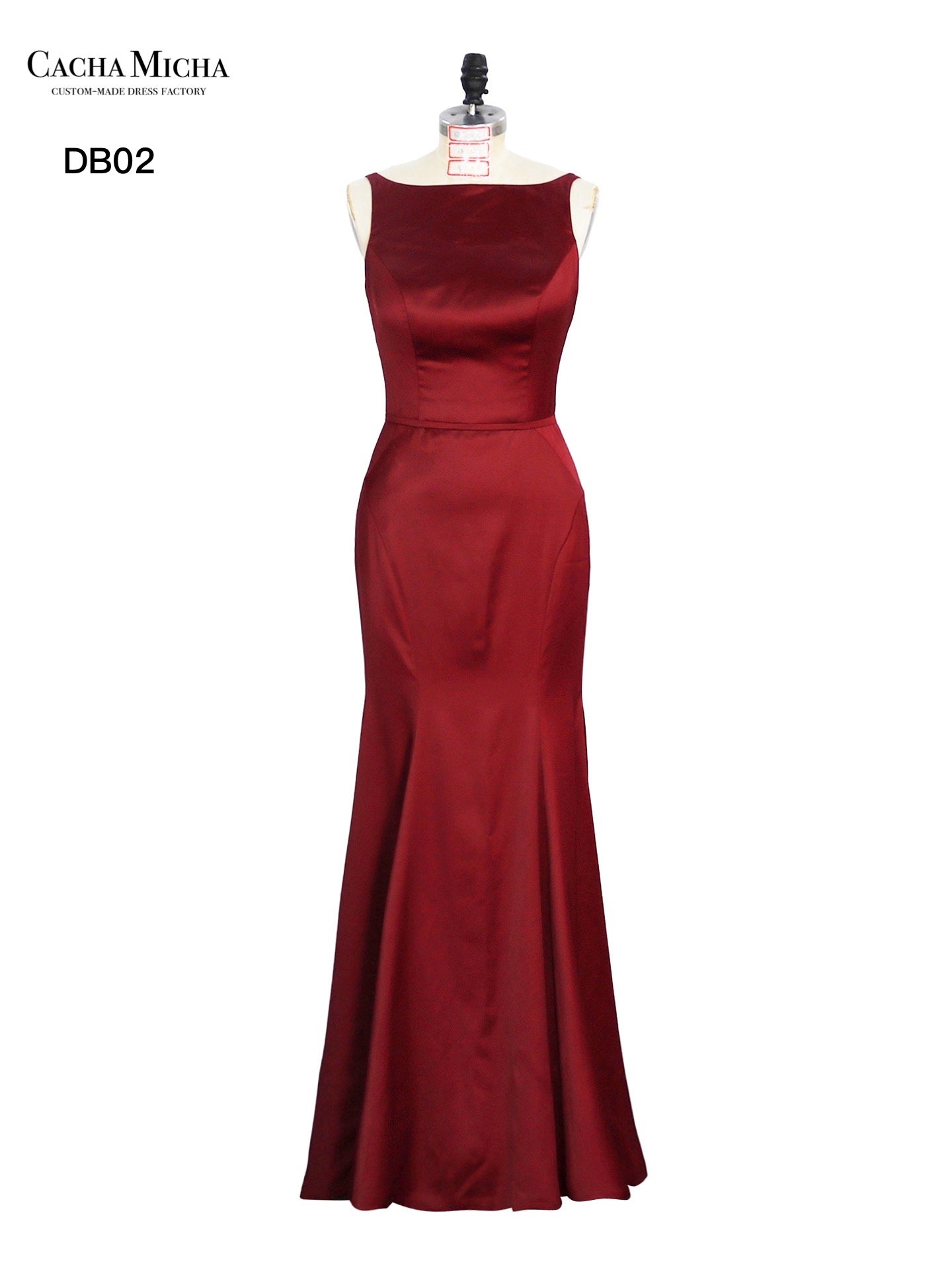 Wine Red Mermaid Satin Bridesmaid Dress DB02