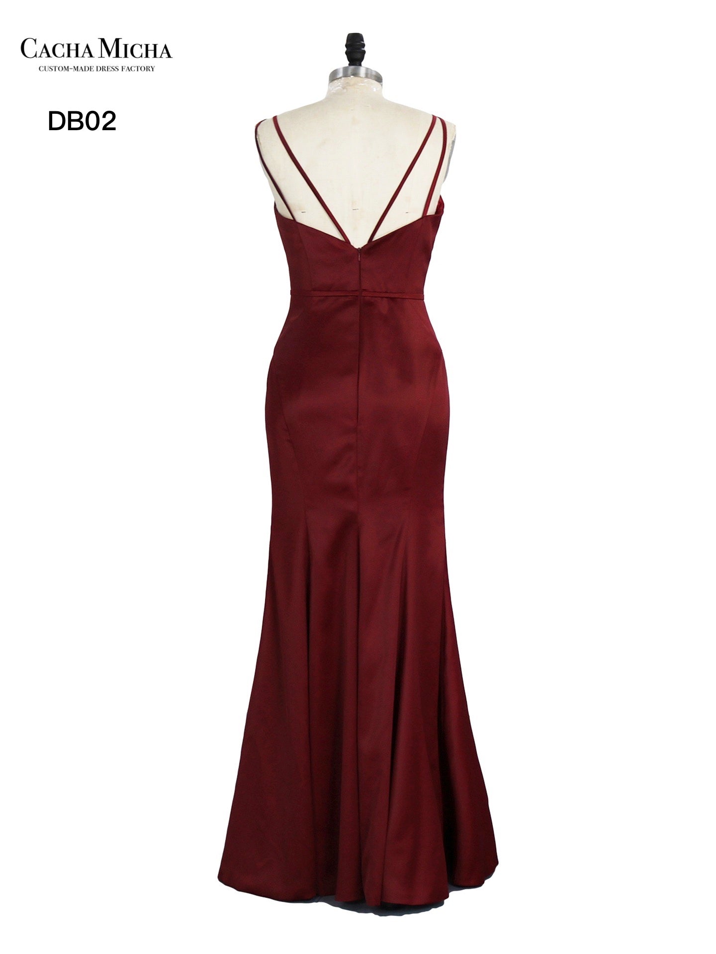 Wine Red Mermaid Satin Bridesmaid Dress DB02