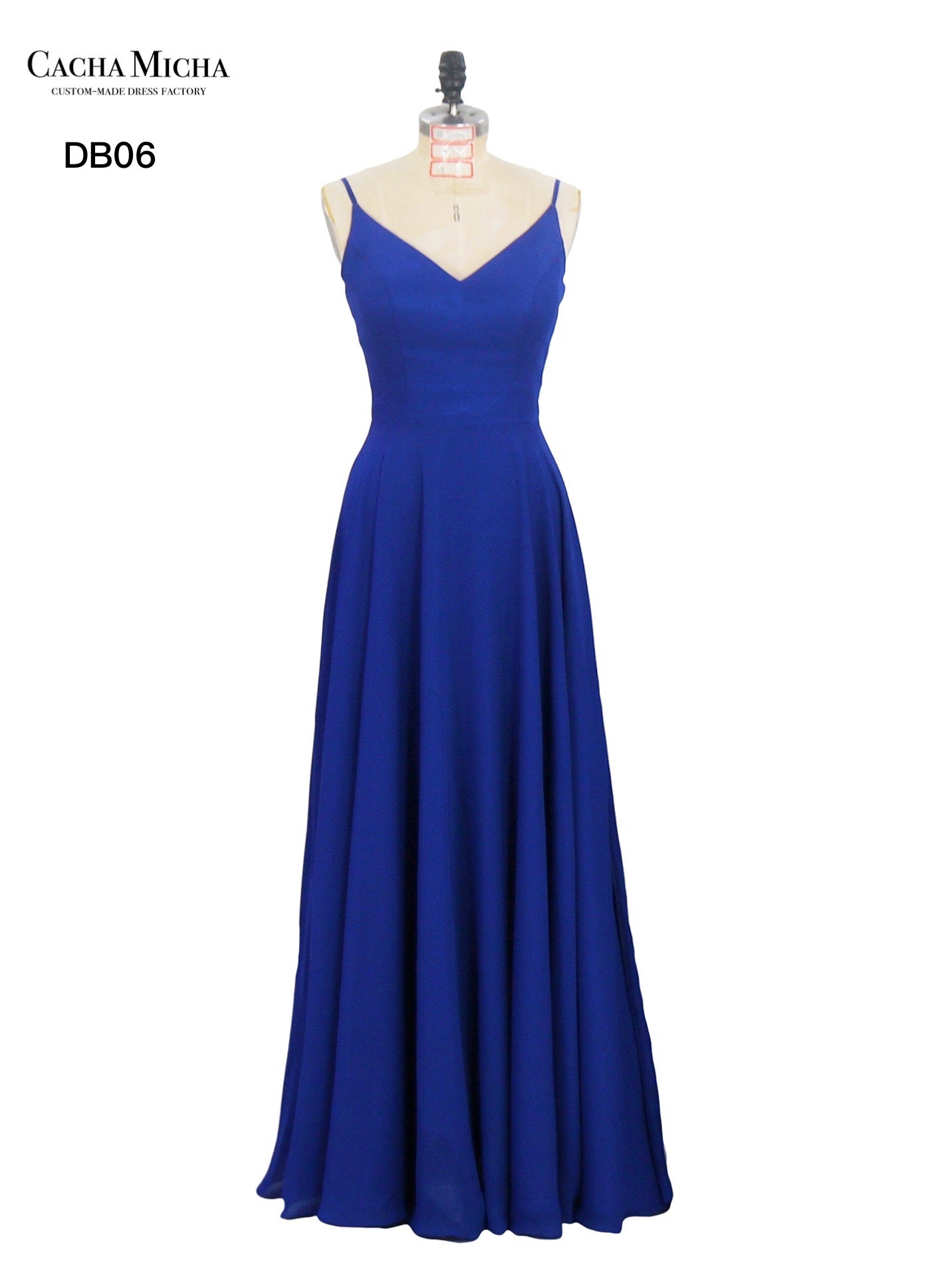 Spaghetti Straps Royal Blue Chiffon Bridesmaid Dress DB06