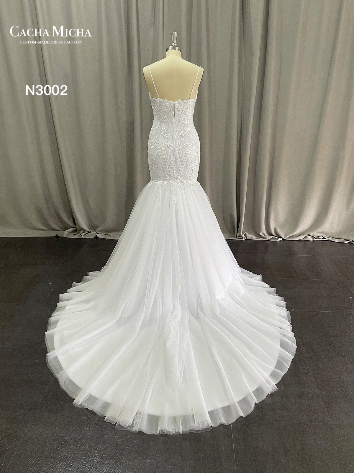 Lace Trumpet White Wedding Dress N3002