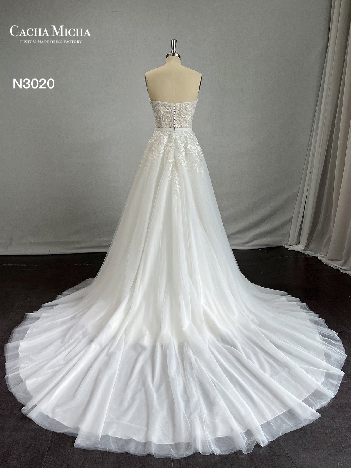 Beaded Lace Mermaid Wedding Dress With Detachable Train N3020