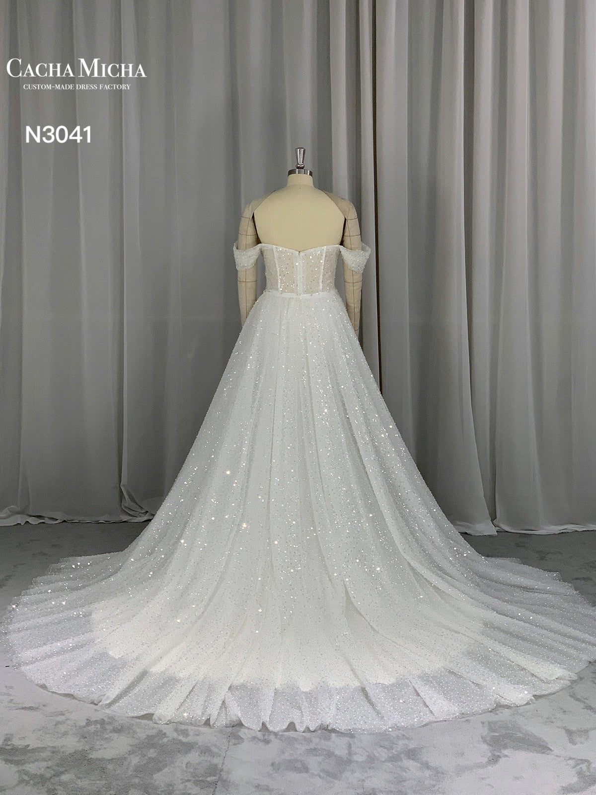 Heavy Beaded Mermaid Wedding Dress With Detachable Train N3041