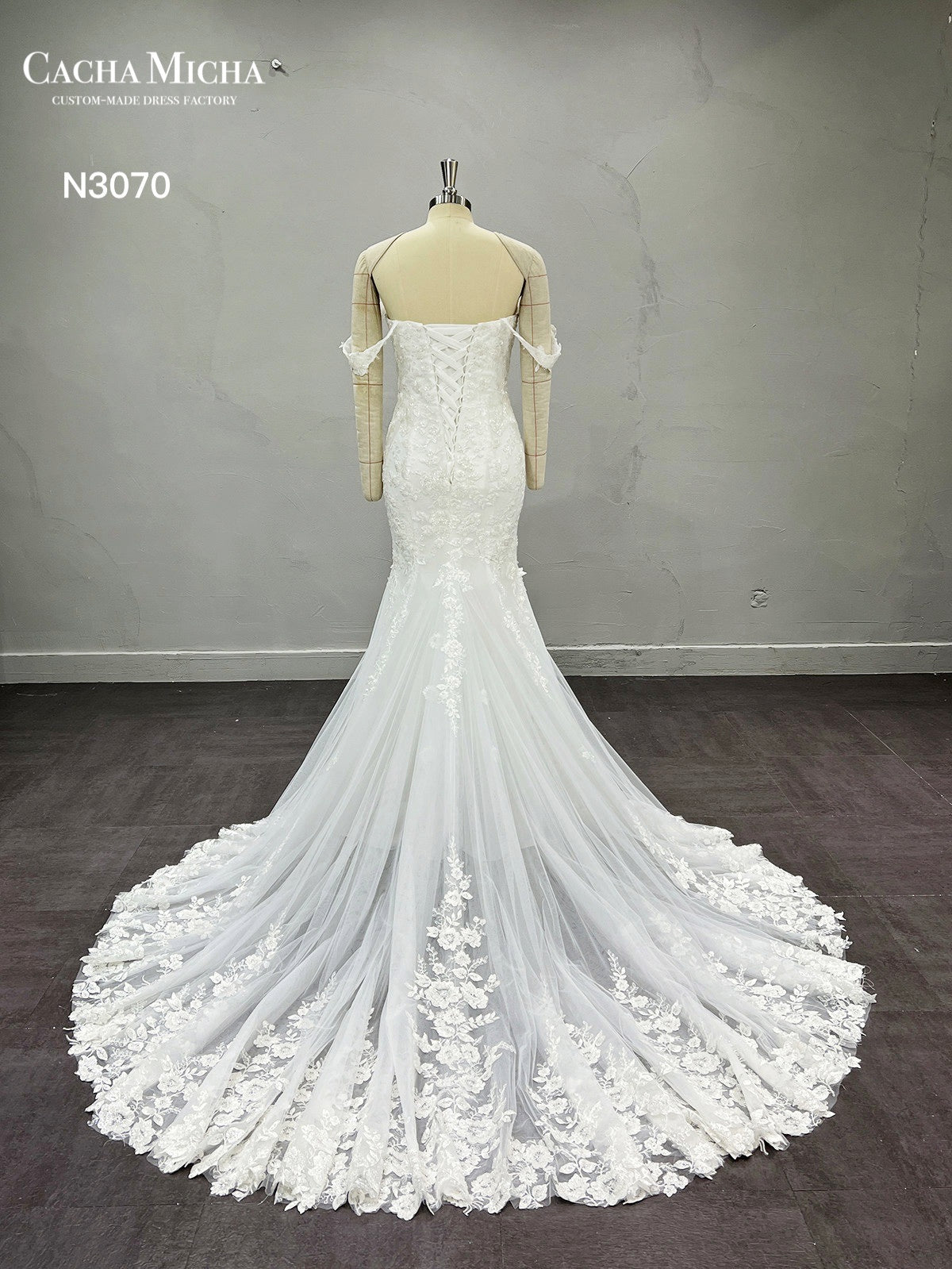 Heavy Beaded Lace Mermaid Wedding Dress N3070