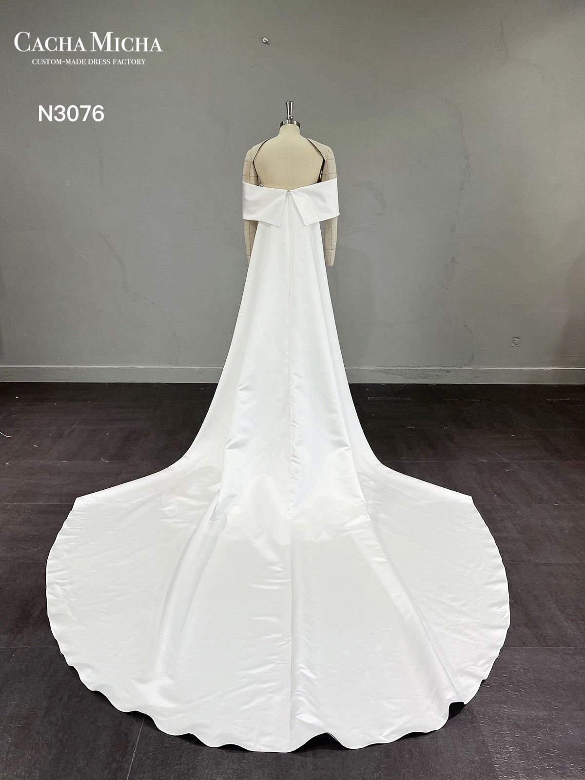Detachable Cape Mermaid Satin Wedding Dress N3076