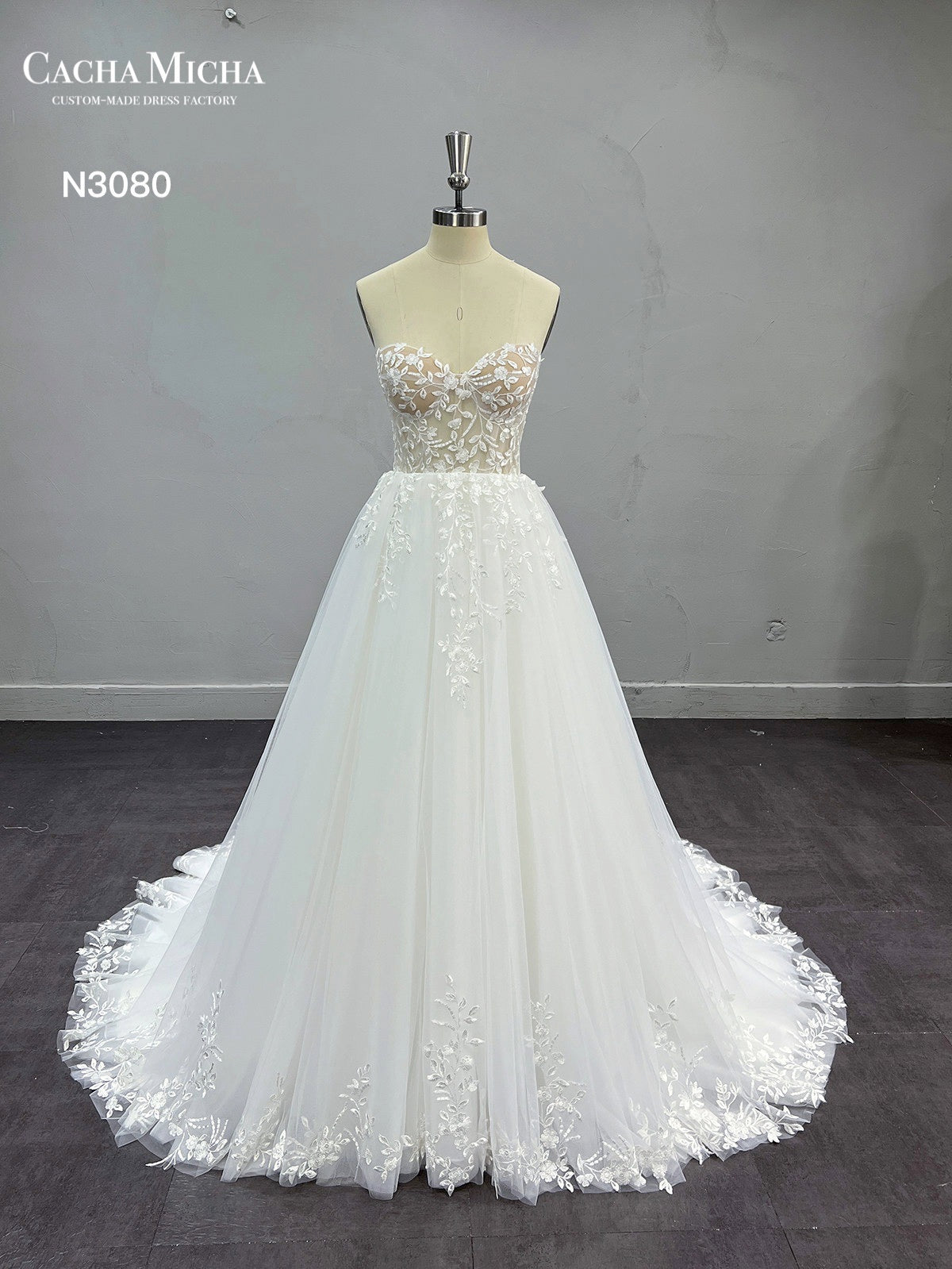 Lace Mermaid Wedding Dress With Ball Gown Over Skirt N3080