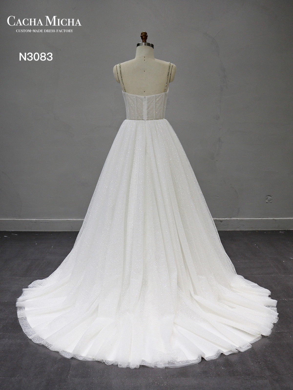 Beaded Straps Sparkle Glitter Wedding Dress N3083
