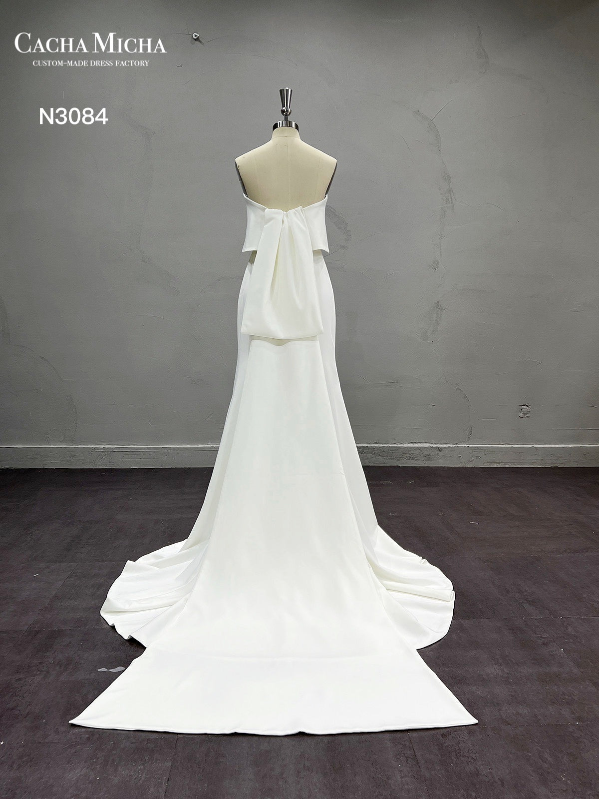 Simple Elegant Crepe Mermaid Wedding Dress N3084