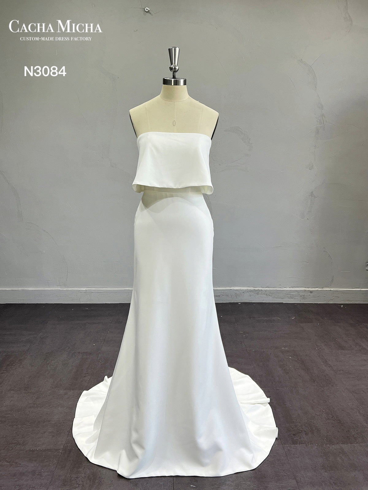 Simple Elegant Crepe Mermaid Wedding Dress N3084