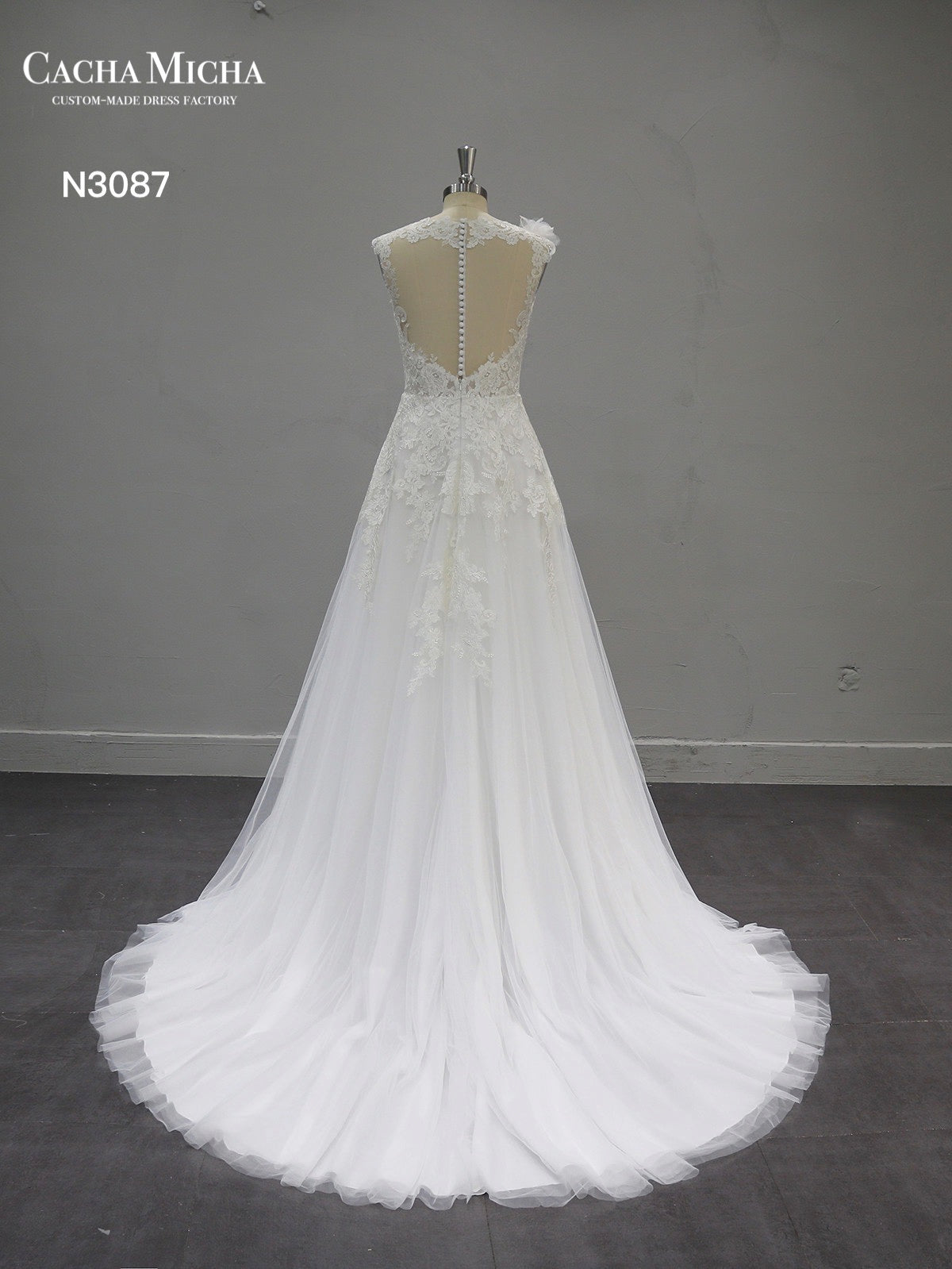 Simple French Lace A Line Wedding Dress N3087