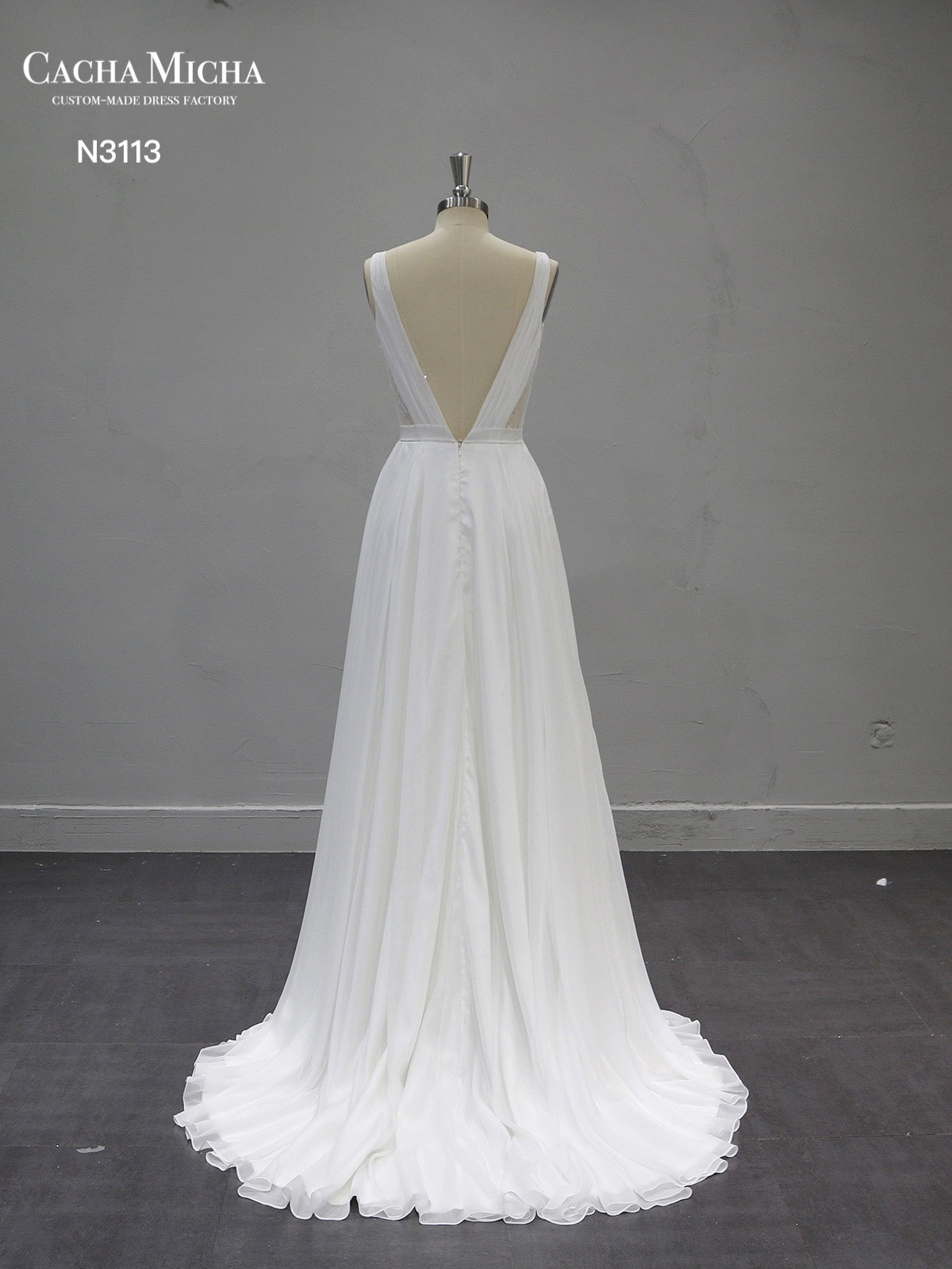 Simple And Romantic Ruched Chiffon Wedding Dress N3113