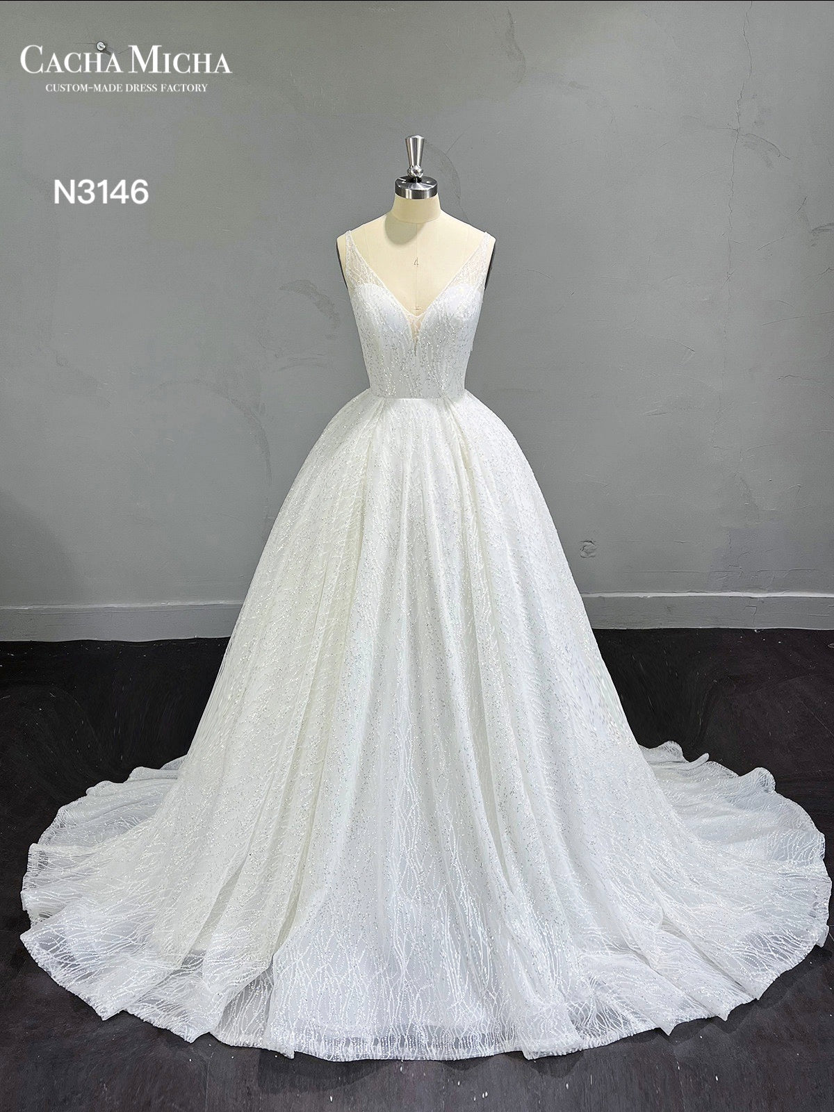 Stunning Glitter Ball Gown Wedding Dress N3146