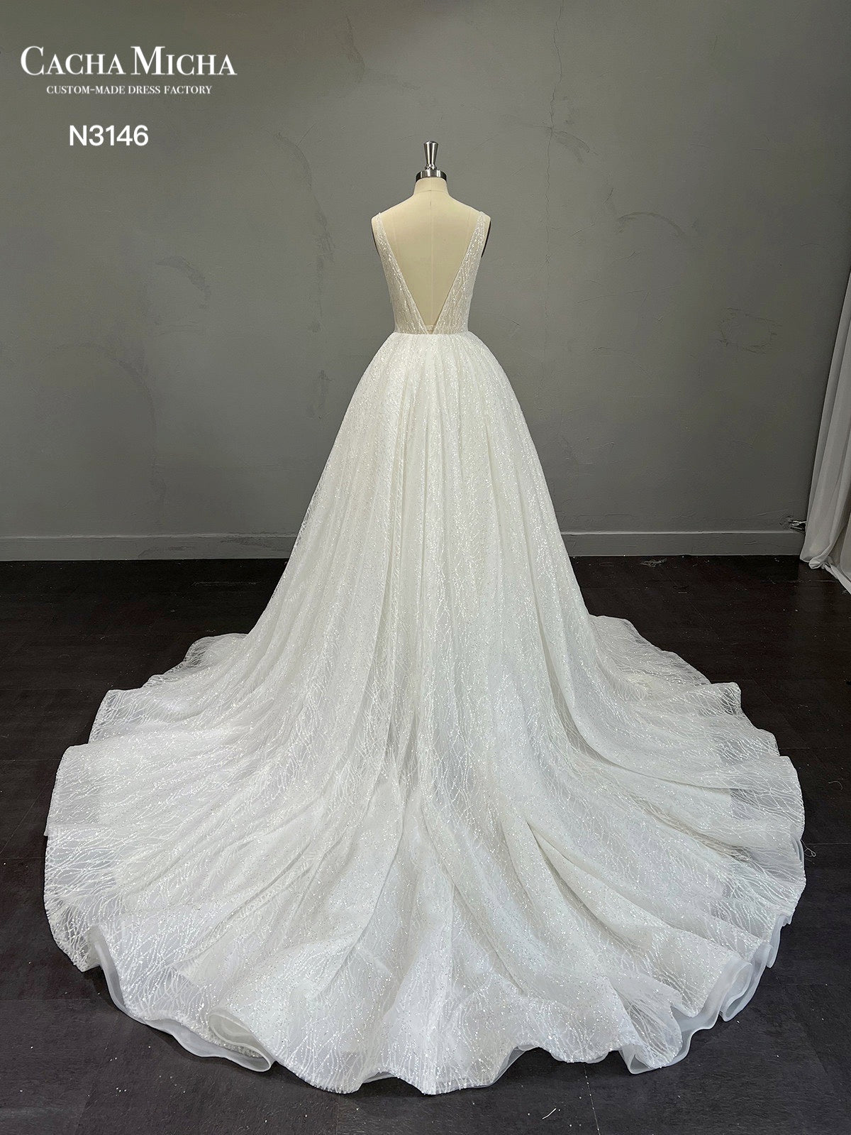 Stunning Glitter Ball Gown Wedding Dress N3146