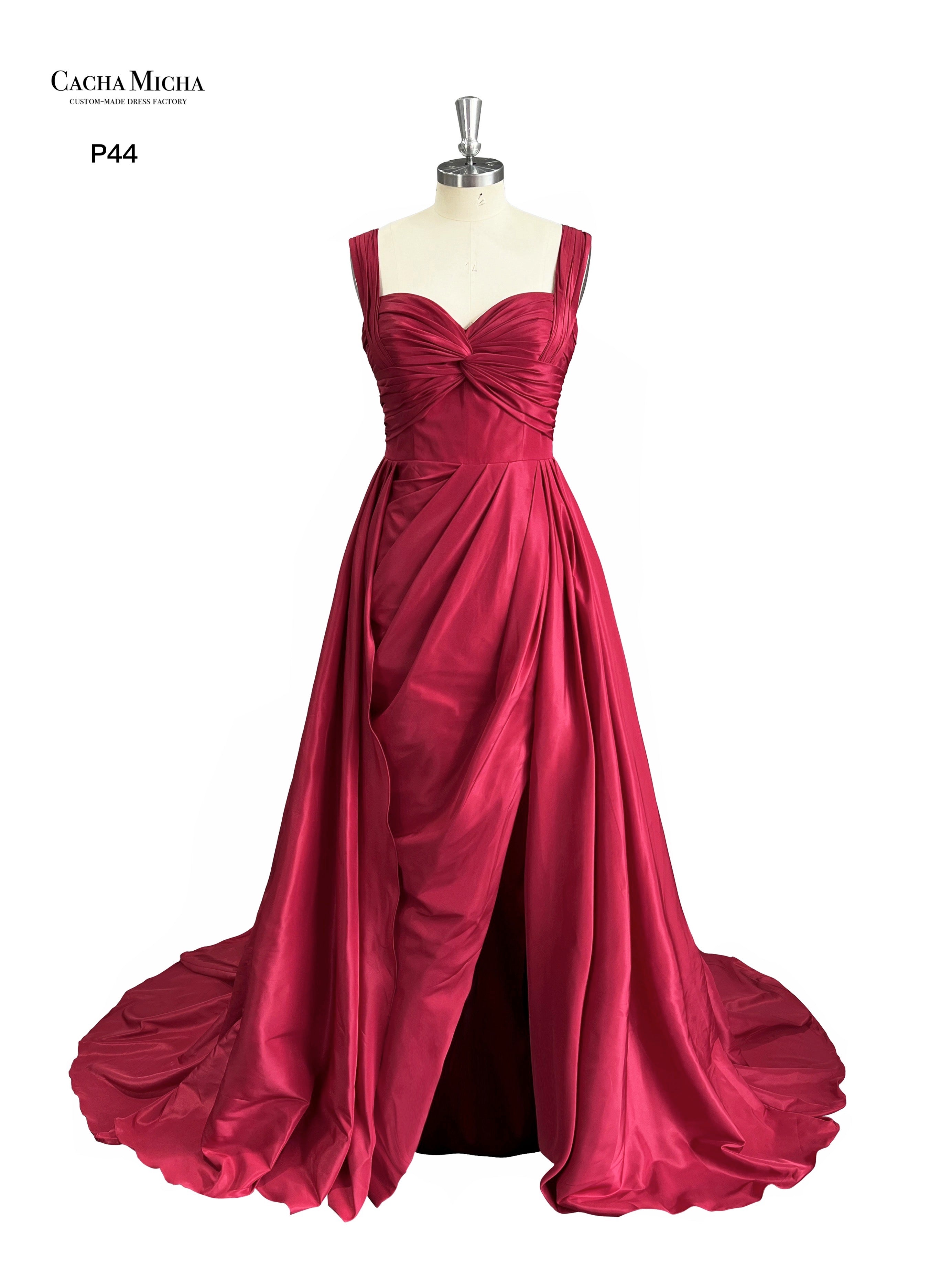 Long Train Burgundy Red Prom Dress P44