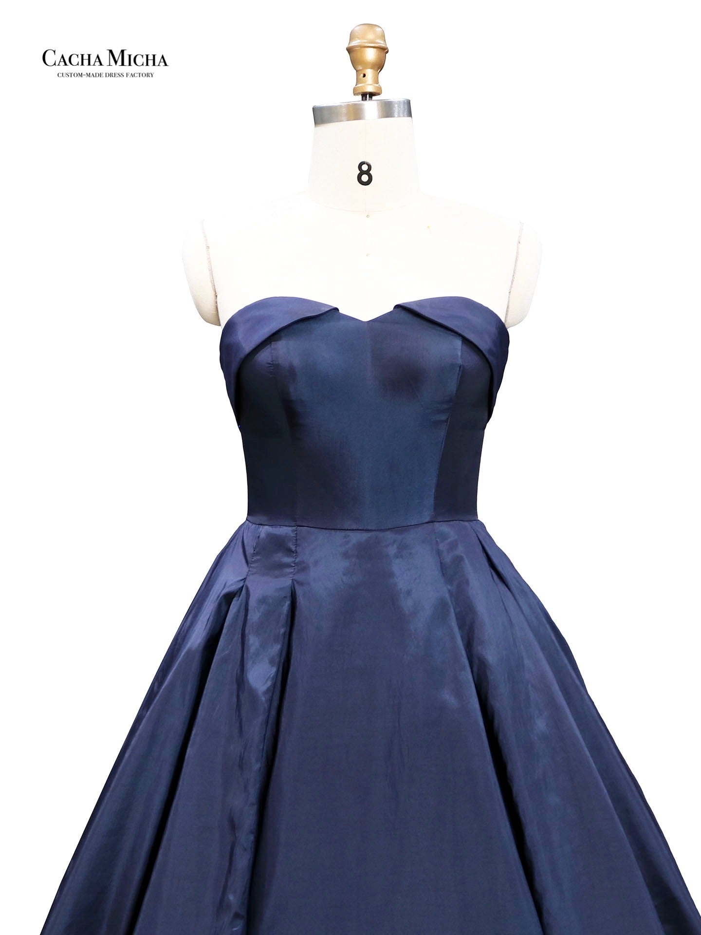 Sweetheart Navy Blue Satin Prom Dress P70