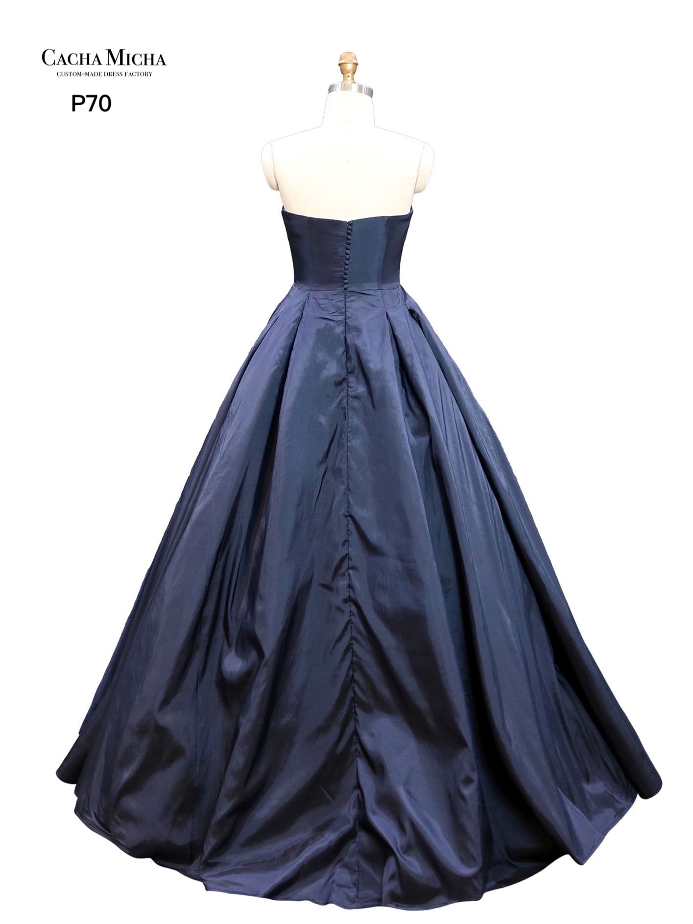 Sweetheart Navy Blue Satin Prom Dress P70