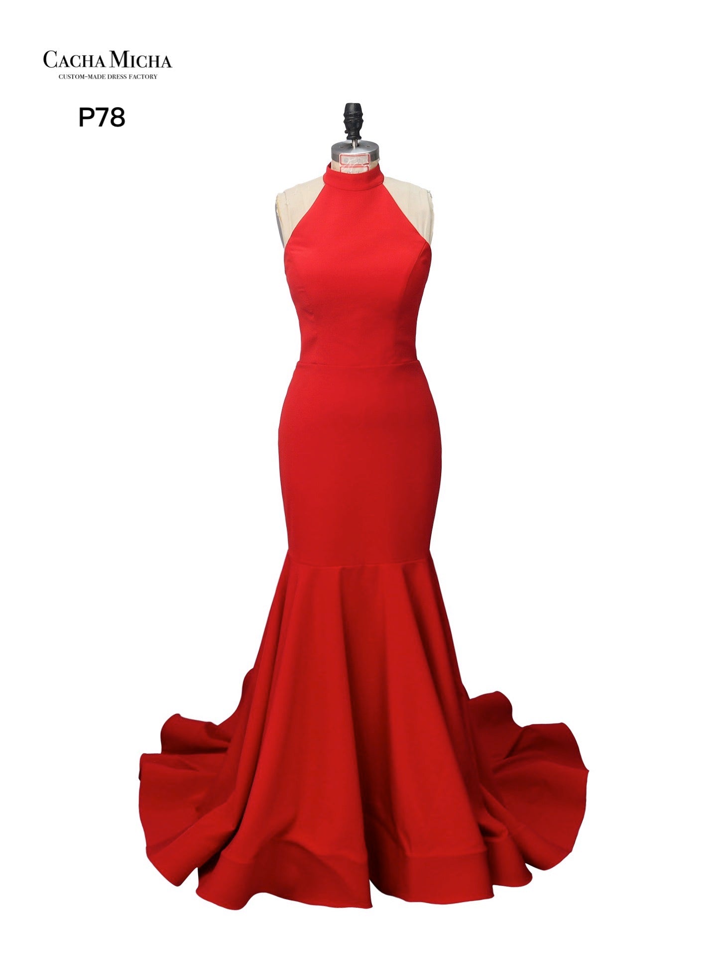 Halter Neck Red Mermaid Prom Dress P78