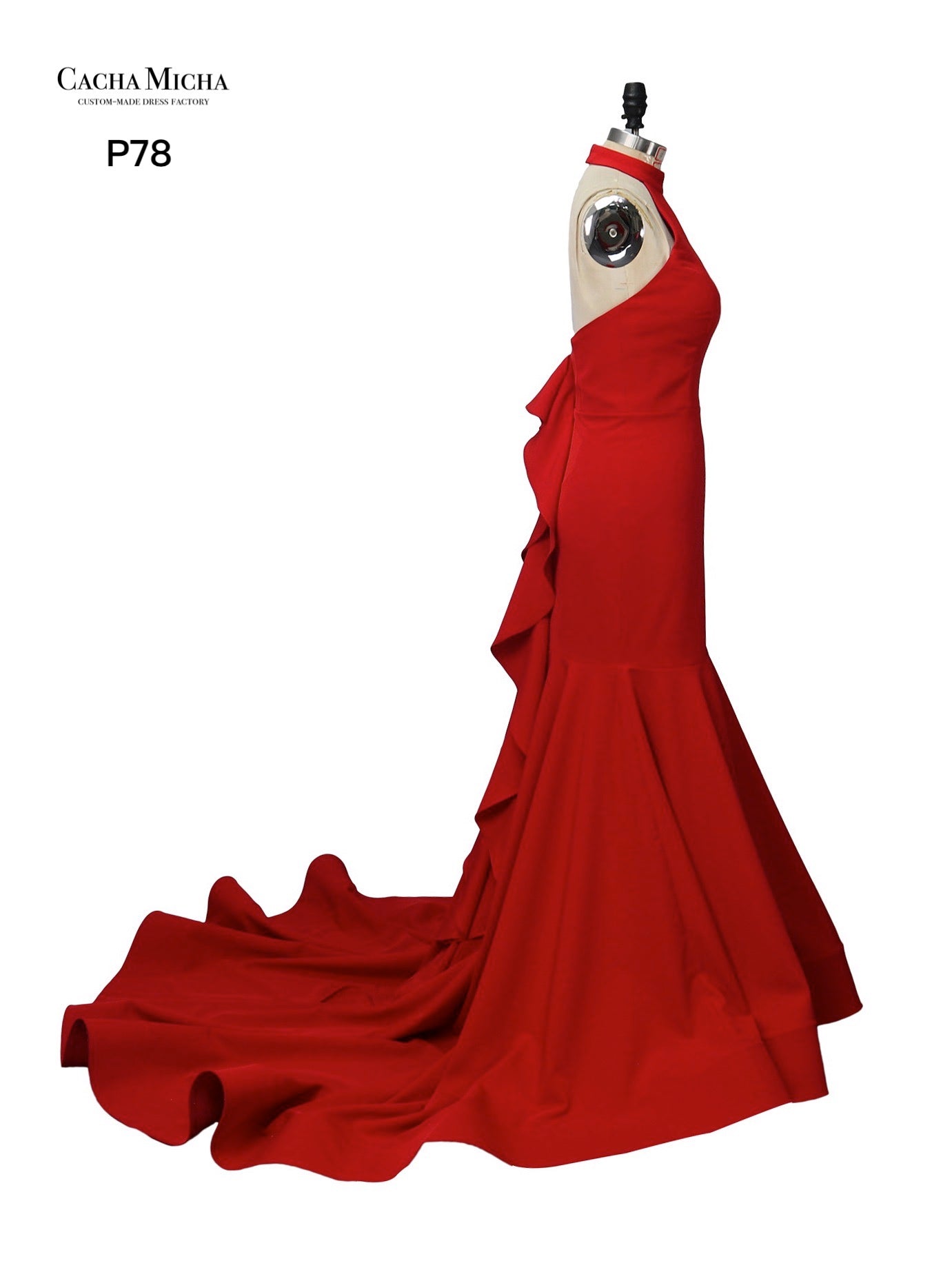 Halter Neck Red Mermaid Prom Dress P78