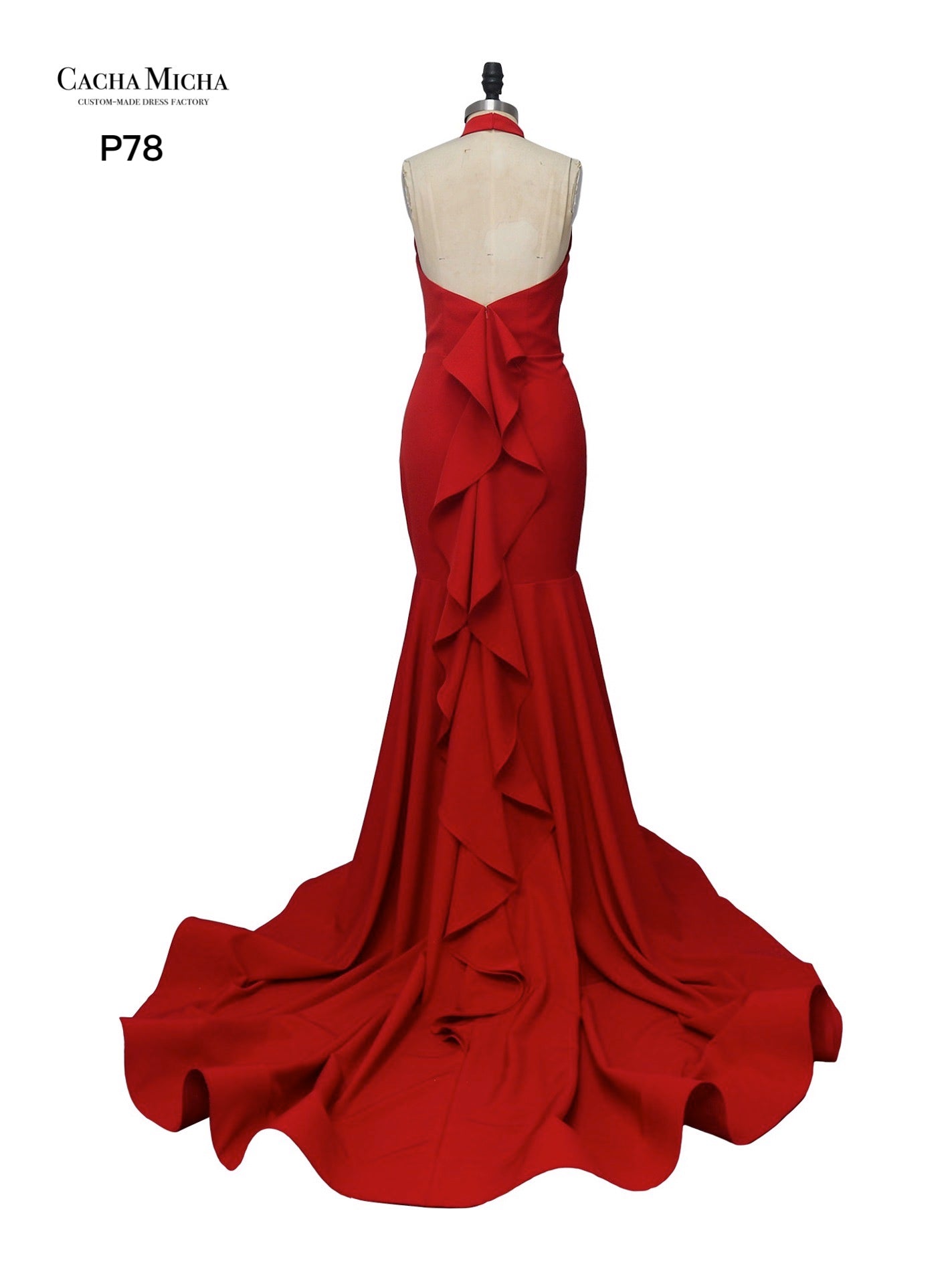 Halter Neck Red Mermaid Prom Dress P78