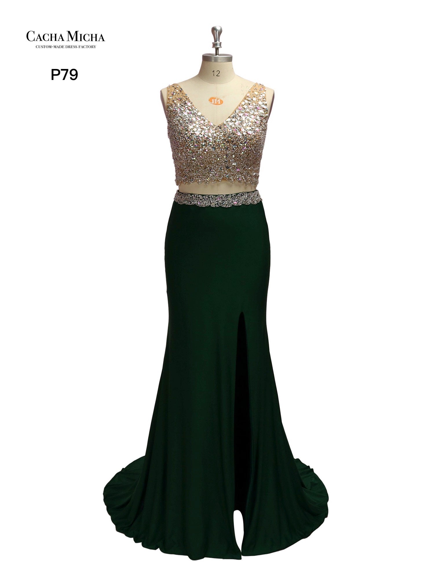 Heavy Beaded 2 Pieces Fitted Mermaid Prom Dress P79