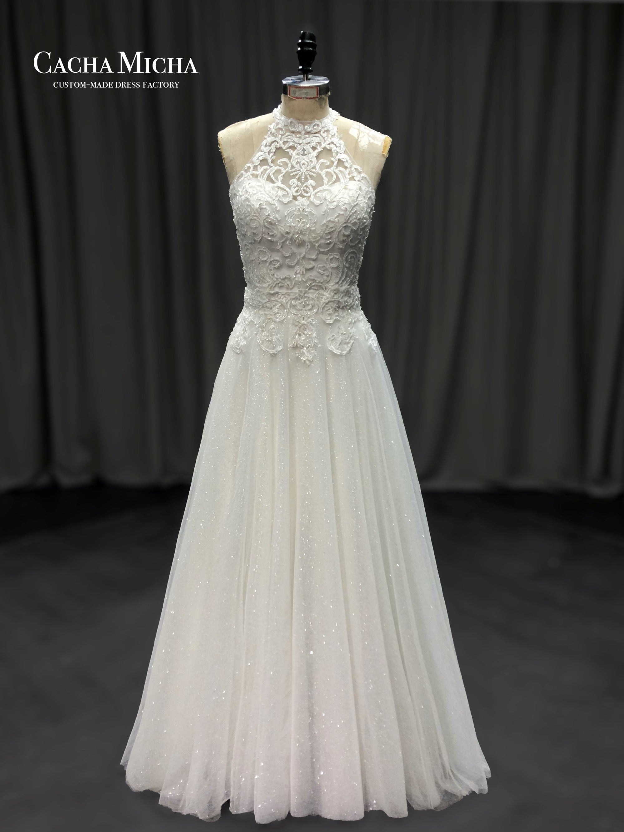 keyhole back beaded lace top chiffon wedding dress 211225