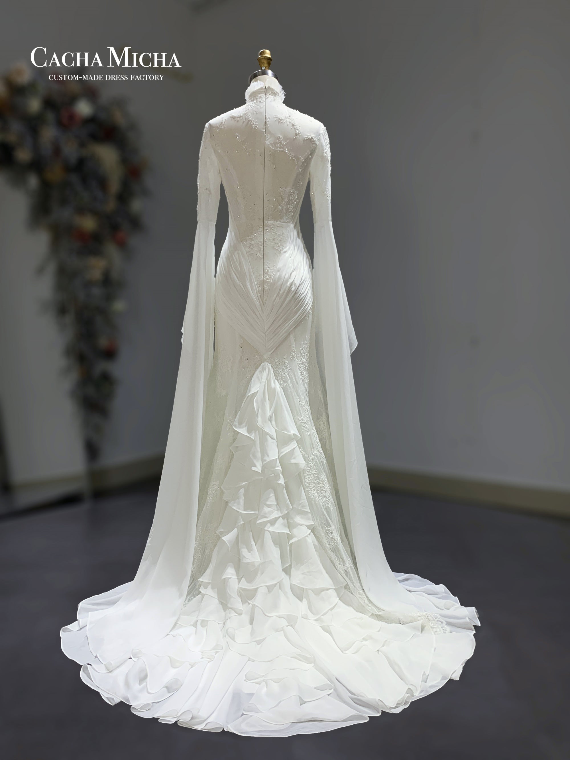 long bell sleeves lace bohemia wedding dress 211252