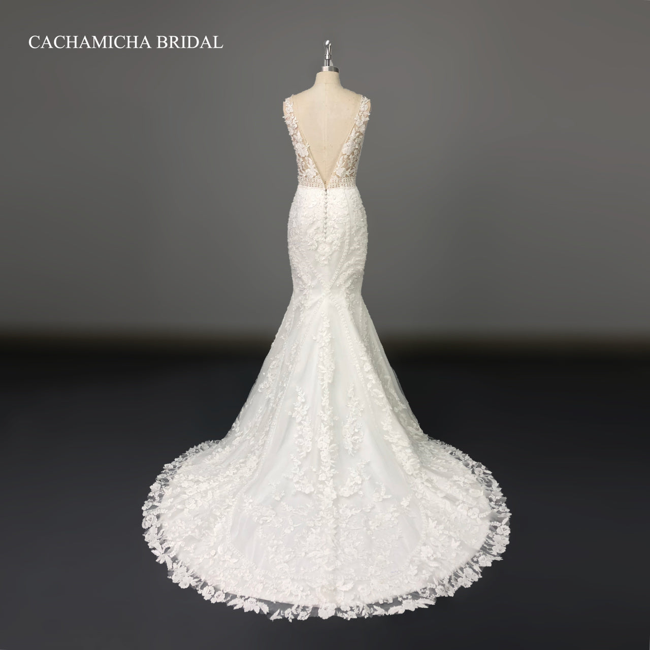 crystal bohemia lace mermaid wedding dress 4565