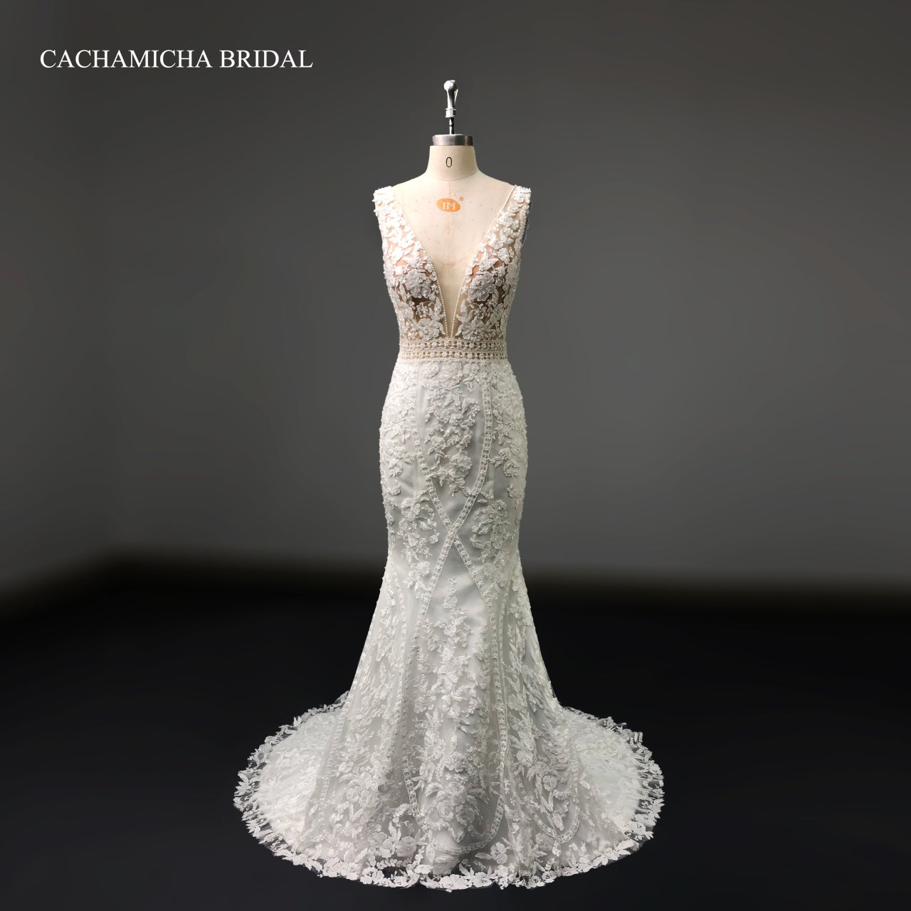 crystal bohemia lace mermaid wedding dress 4565