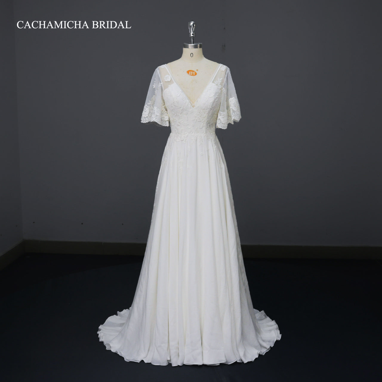 bohemia bell sleeves chiffon bridal dress C4050