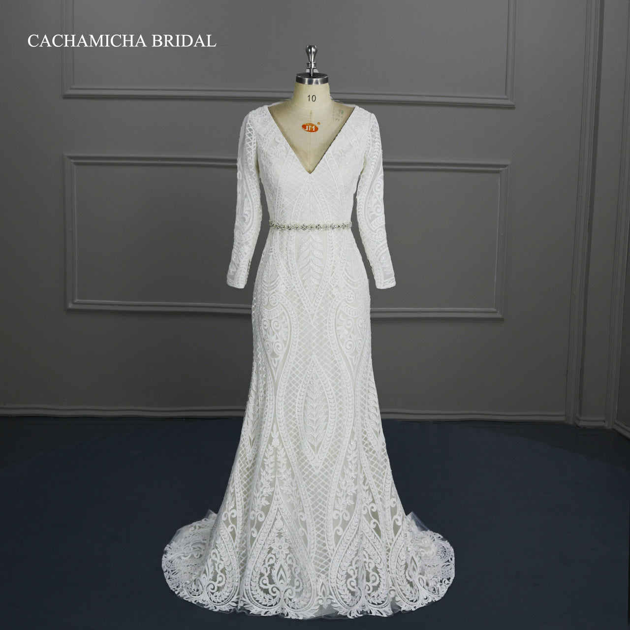 Elegant Long Sleeves Bohemia Lace Mermaid Wedding Dress C9879