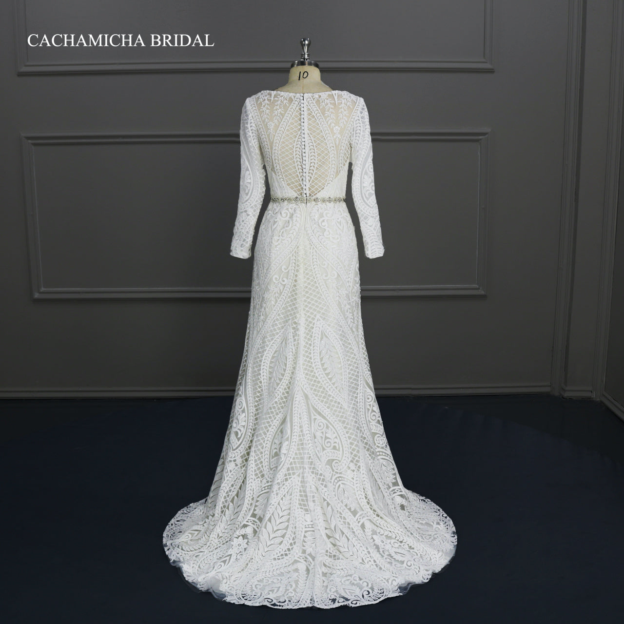 Elegant Long Sleeves Bohemia Lace Mermaid Wedding Dress C9879