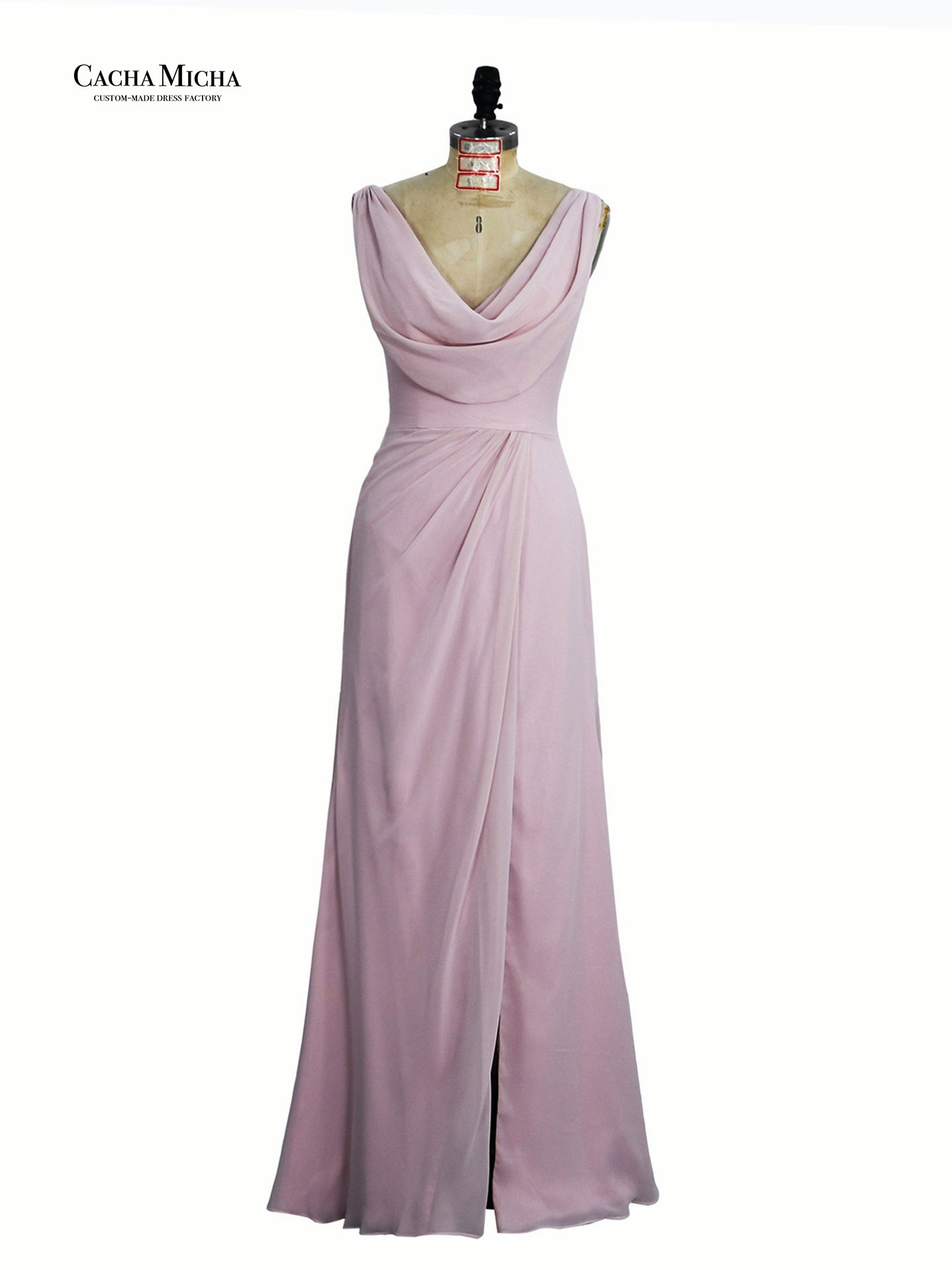 cowl neck chiffon bridesmaid dress DB12