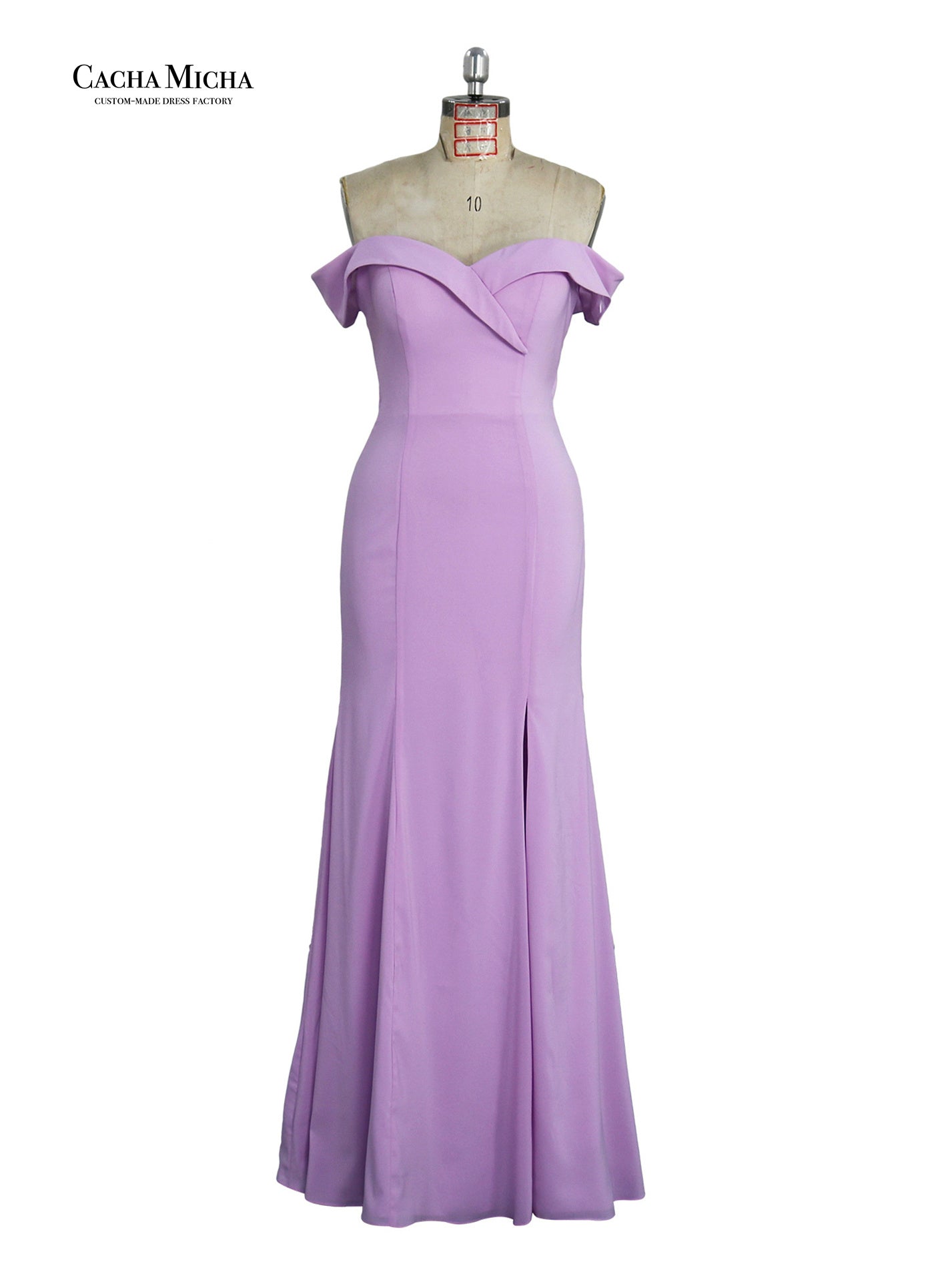 off shoulder purple chiffon bridesmaid dress DB123