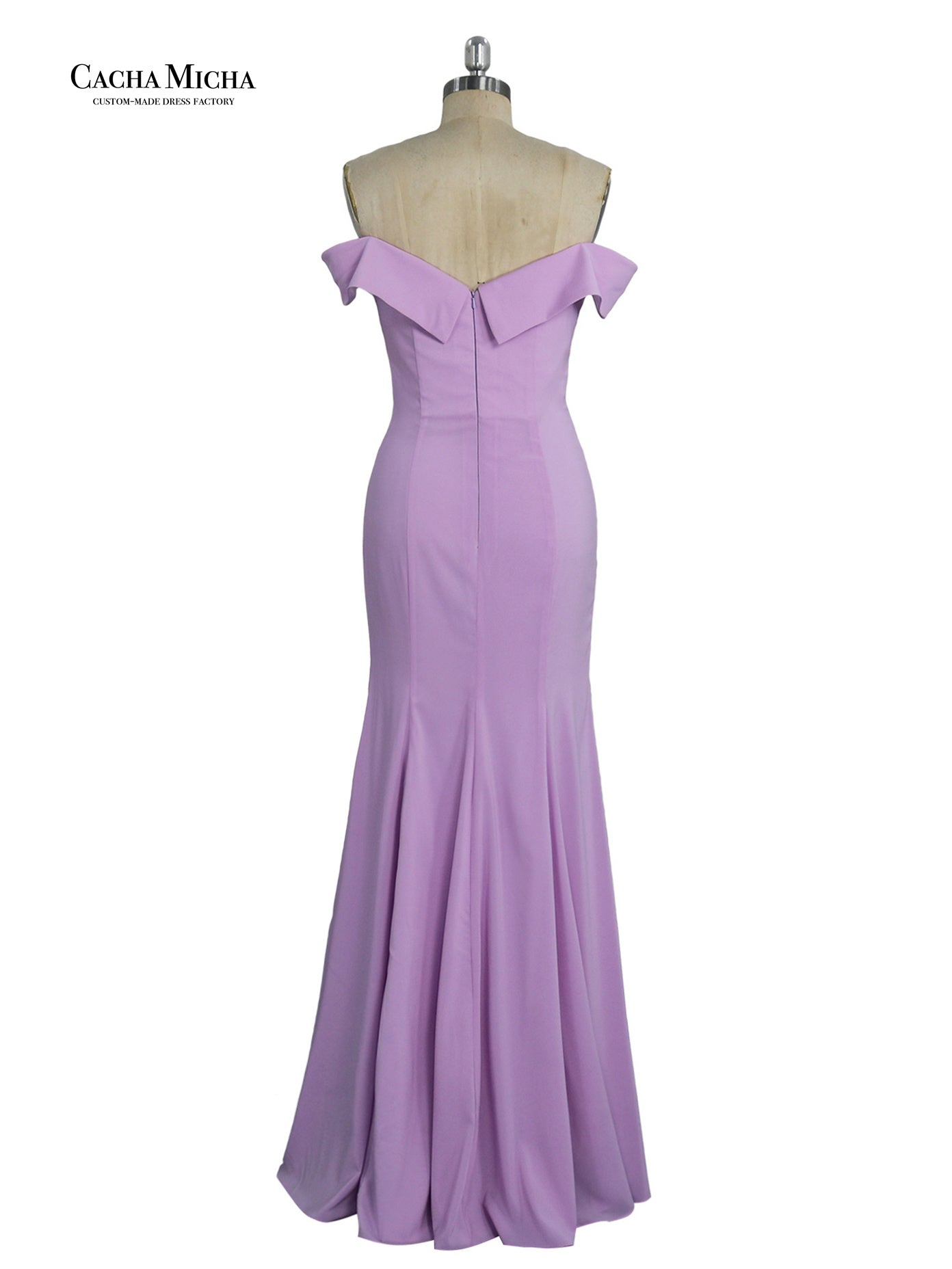 off shoulder purple chiffon bridesmaid dress DB123