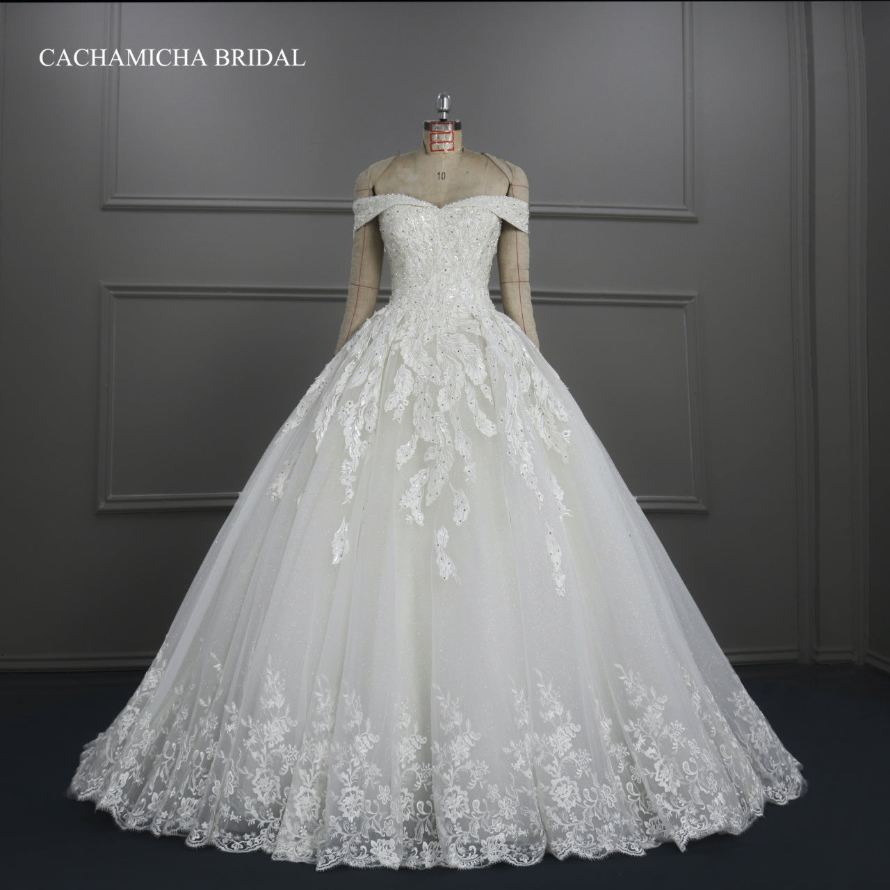 Luxury Heavy Beaded Lace Ball Gown Wedding Gown DW03