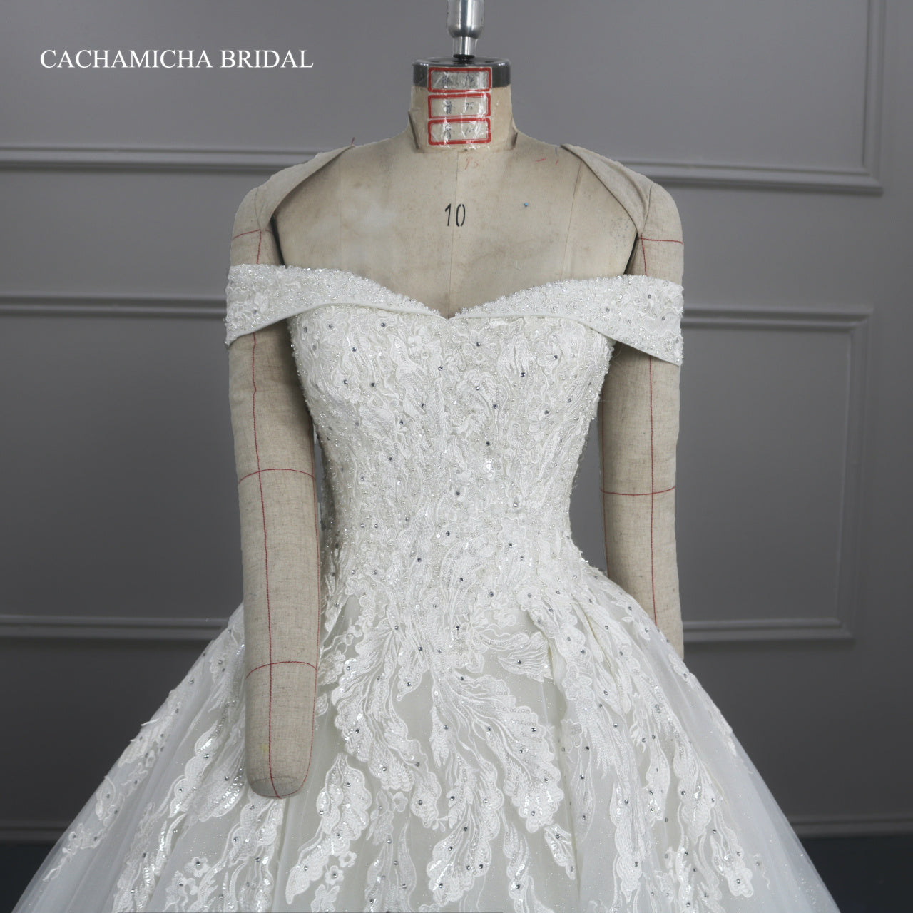 Luxury Heavy Beaded Lace Ball Gown Wedding Gown DW03