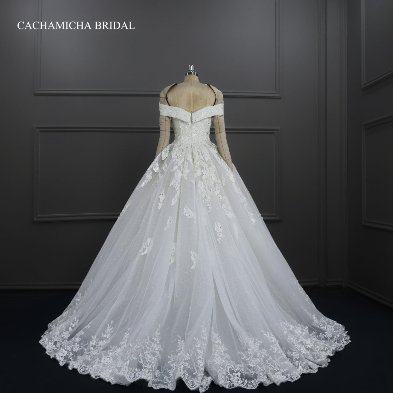 Luxury Heavy Beaded Lace Ball Gown Wedding Gown DW03