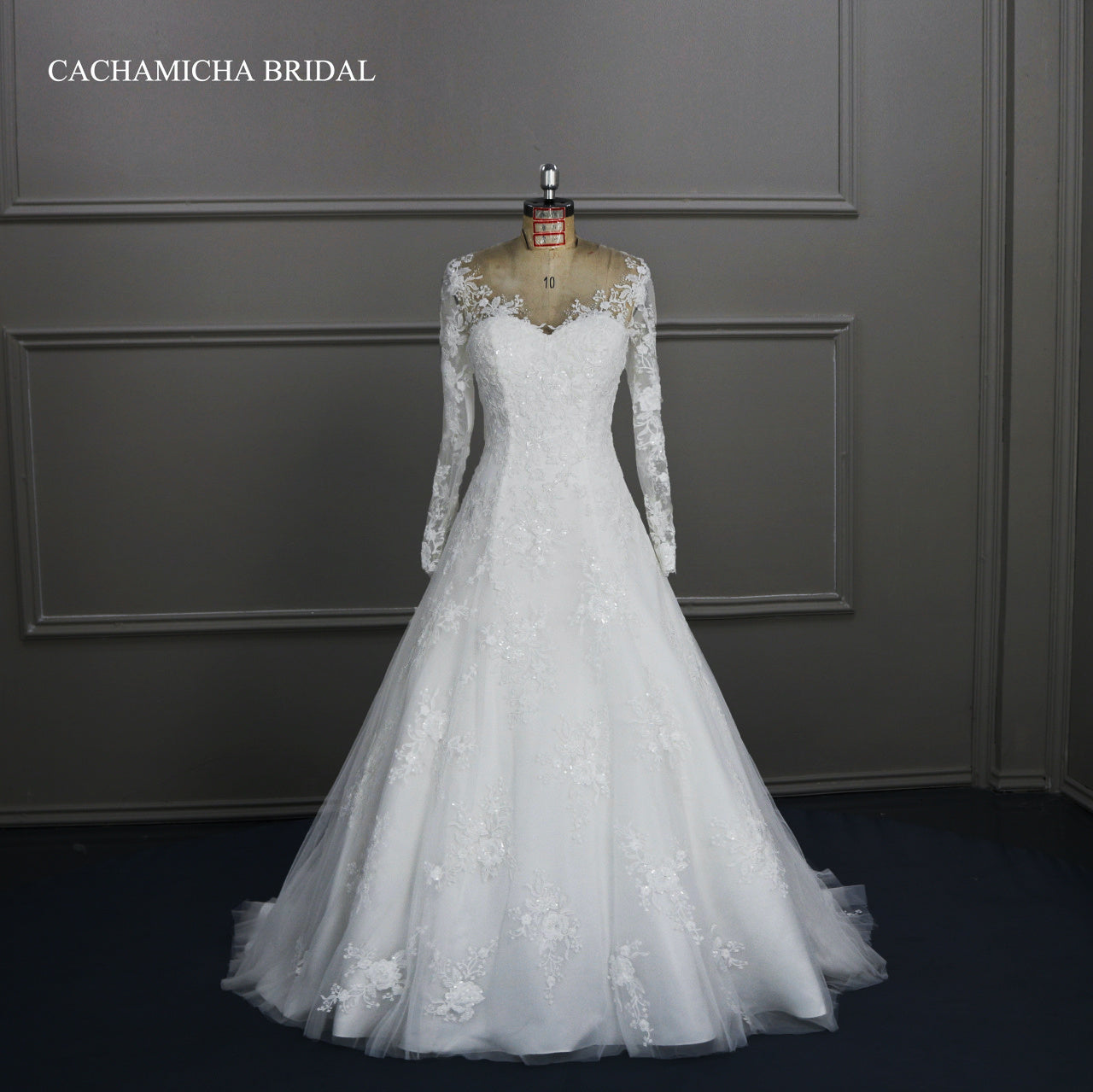 Romantic Crystal Lace Drop Waist Bridal Dress DW25