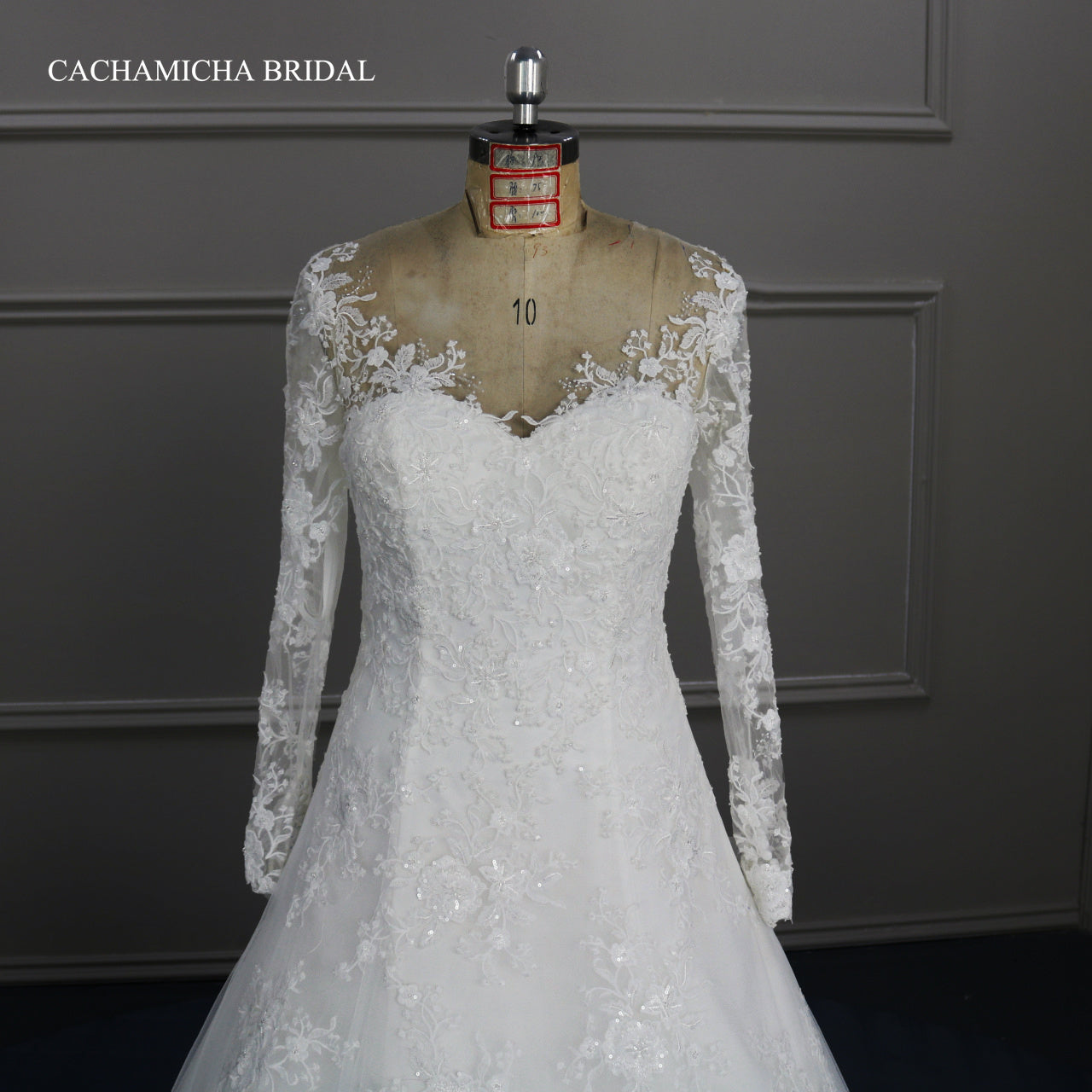 Romantic Crystal Lace Drop Waist Bridal Dress DW25