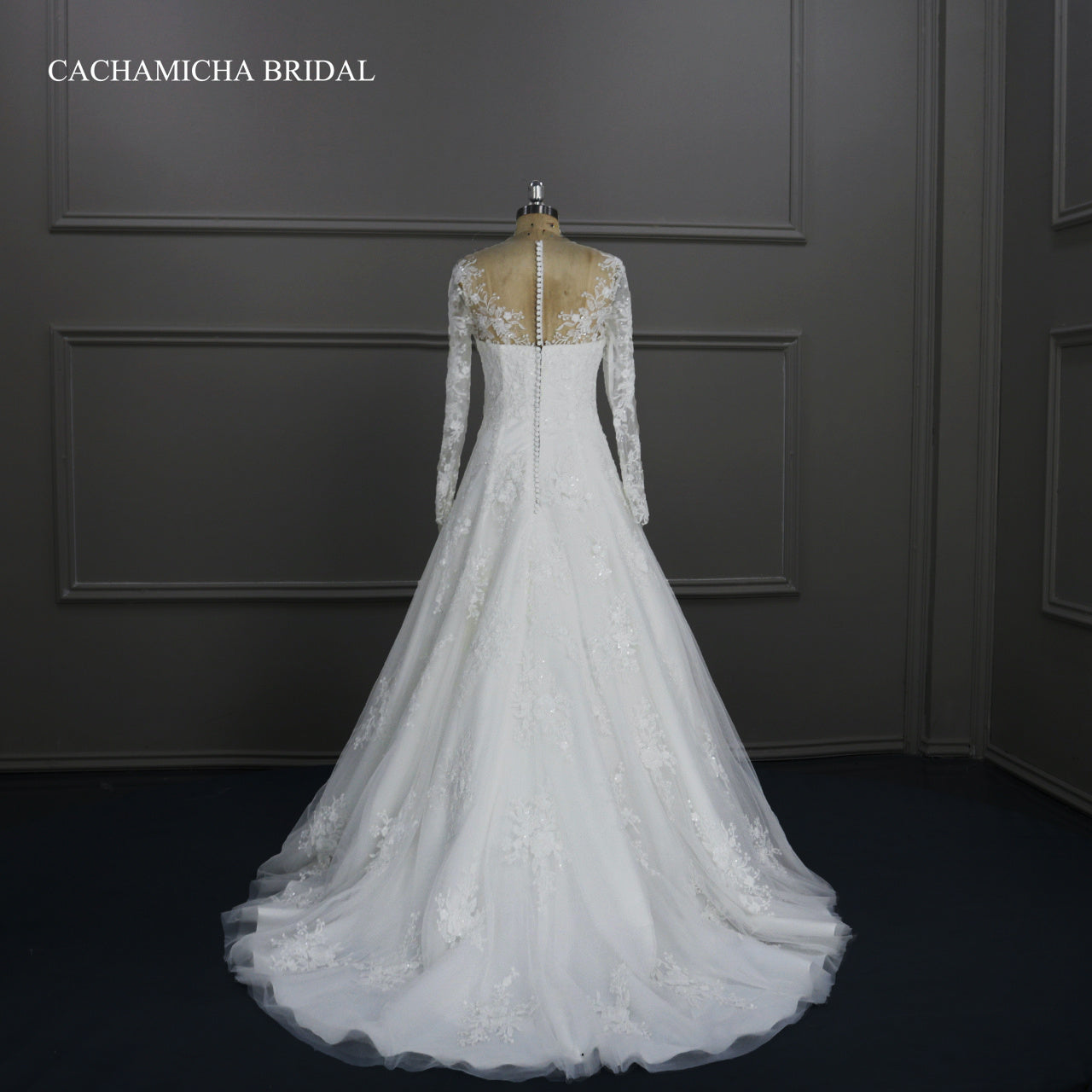 Romantic Crystal Lace Drop Waist Bridal Dress DW25