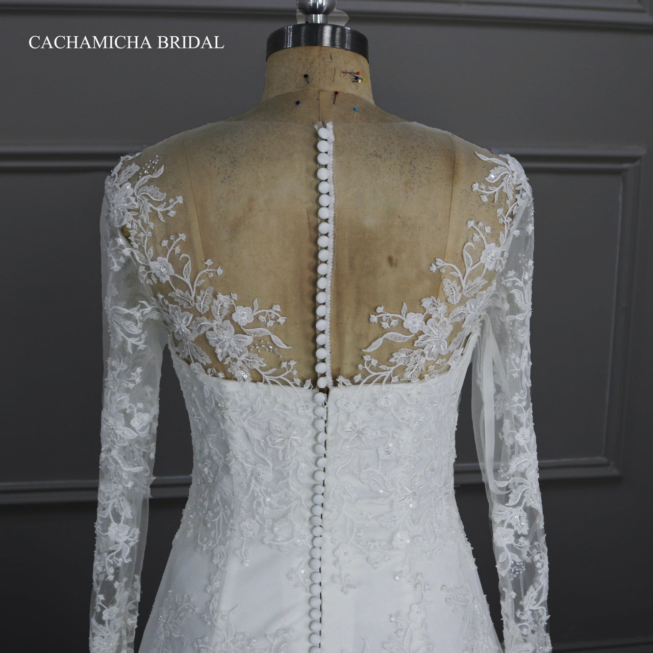 Romantic Crystal Lace Drop Waist Bridal Dress DW25