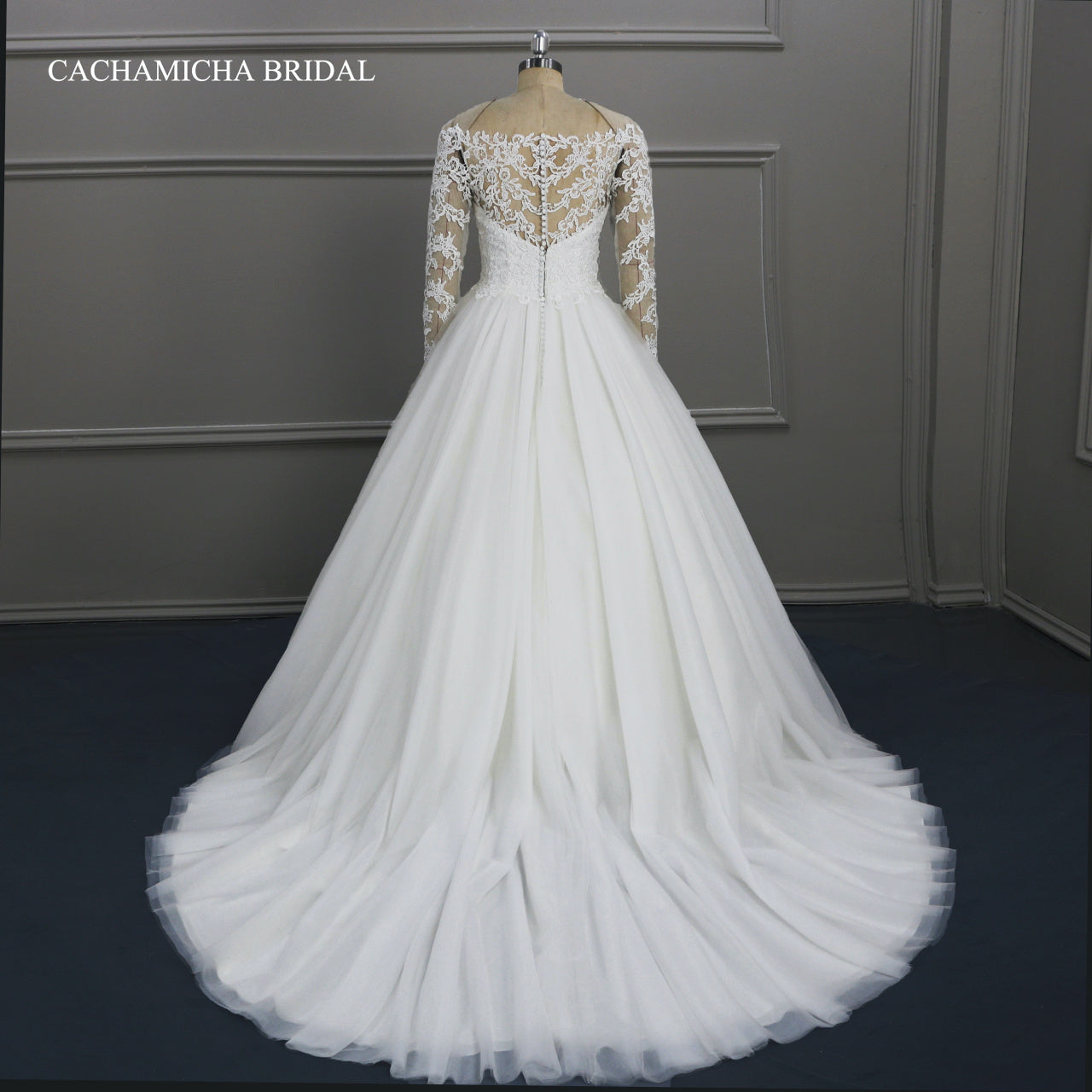 V Neck Guipure Lace Ball Gown Wedding Dress DW29
