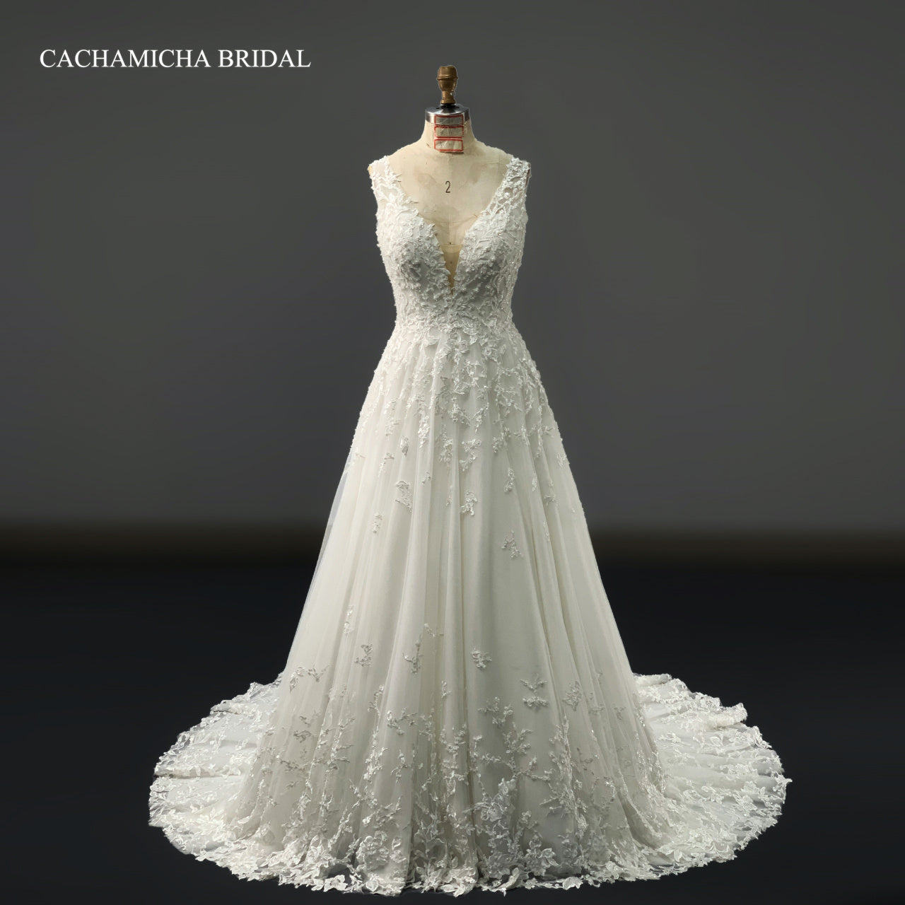 Crystal Beaded Lace Ball Gown Wedding Gown 4181