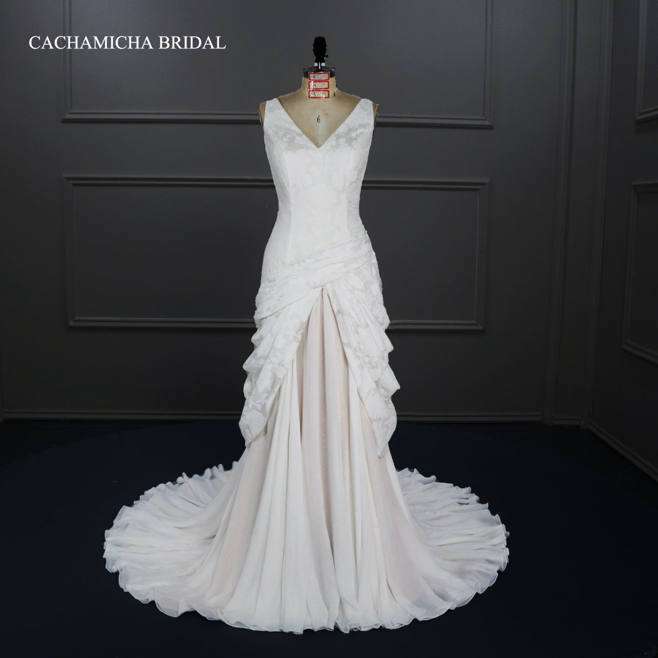 Unique Printed Organza Wedding Dress With Ruffles J114