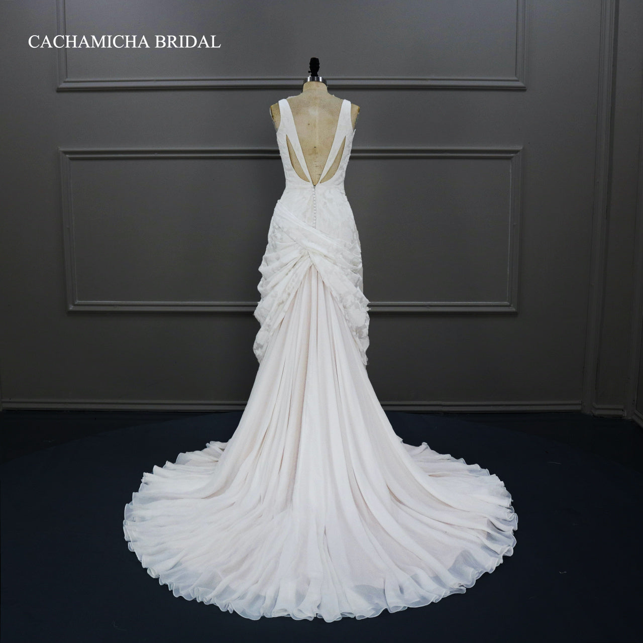 Unique Printed Organza Wedding Dress With Ruffles J114