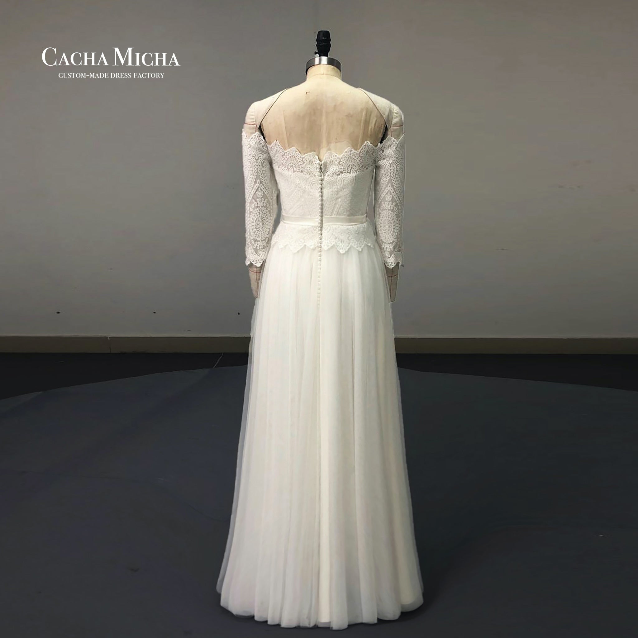 Off The Shoulder Floor Length Boho Wedding Dress O464
